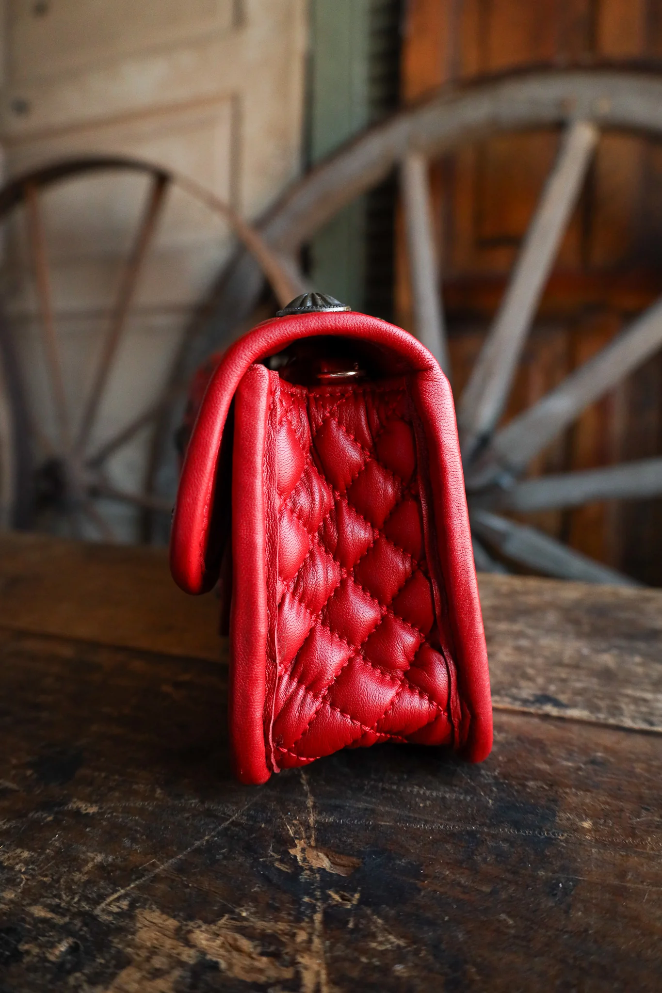 American Darling Red Quilted Leather Studs Crossbody - Image 7
