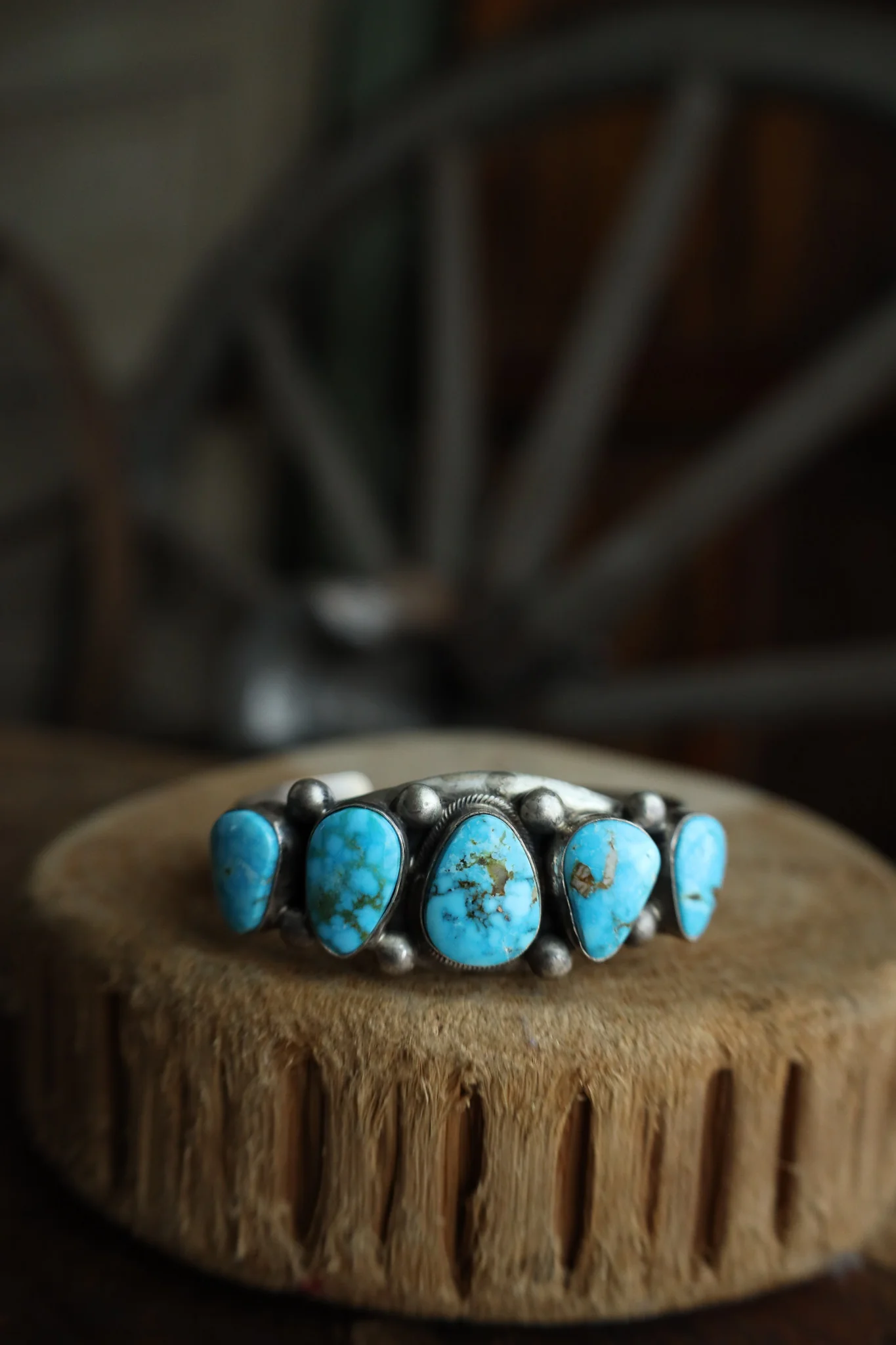 5 Turquoise Sterling Silver Dots Cuff - Image 3