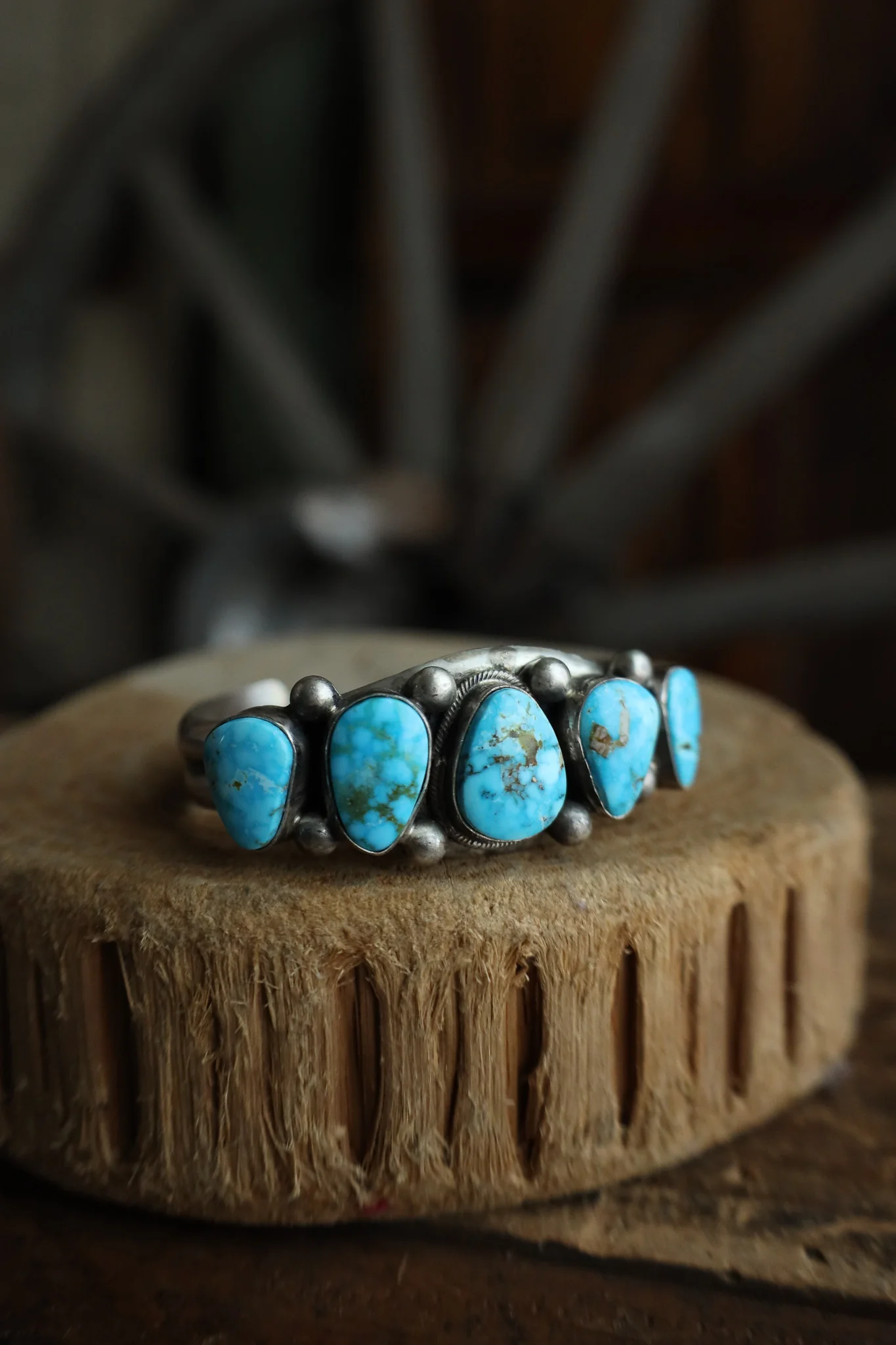5 Turquoise Sterling Silver Dots Cuff - Image 4