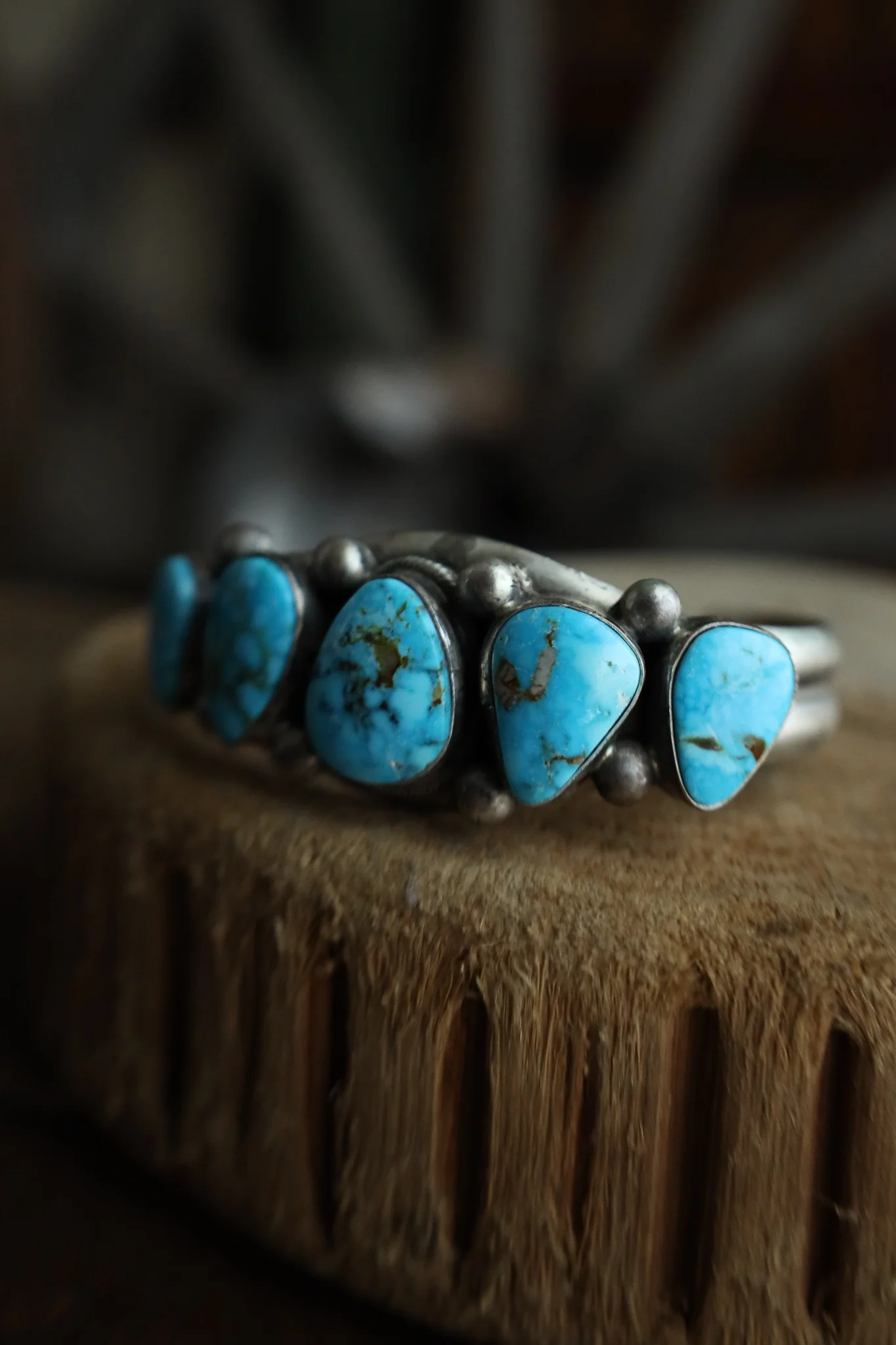 5 Turquoise Sterling Silver Dots Cuff - Image 5