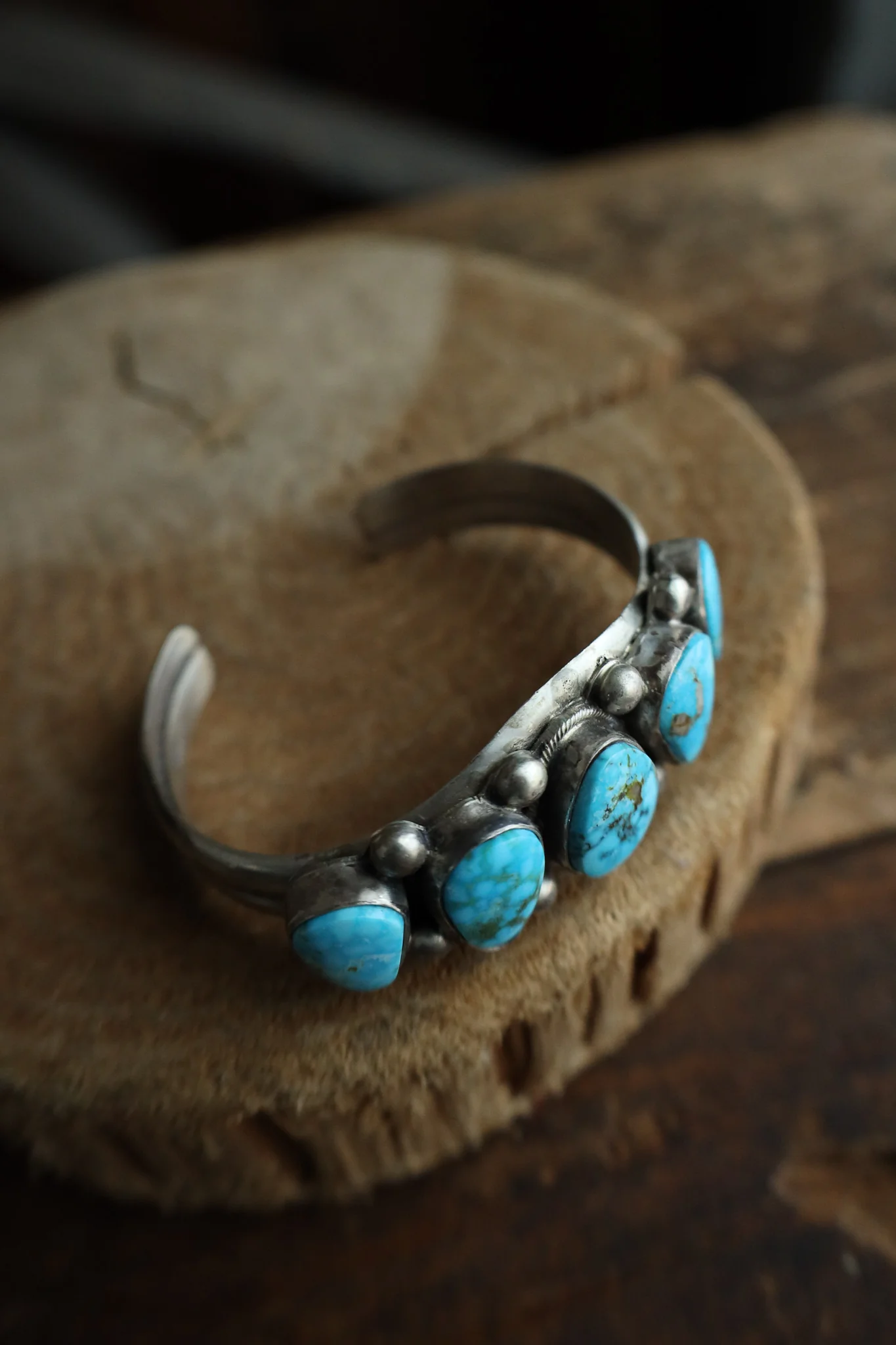 5 Turquoise Sterling Silver Dots Cuff - Image 6