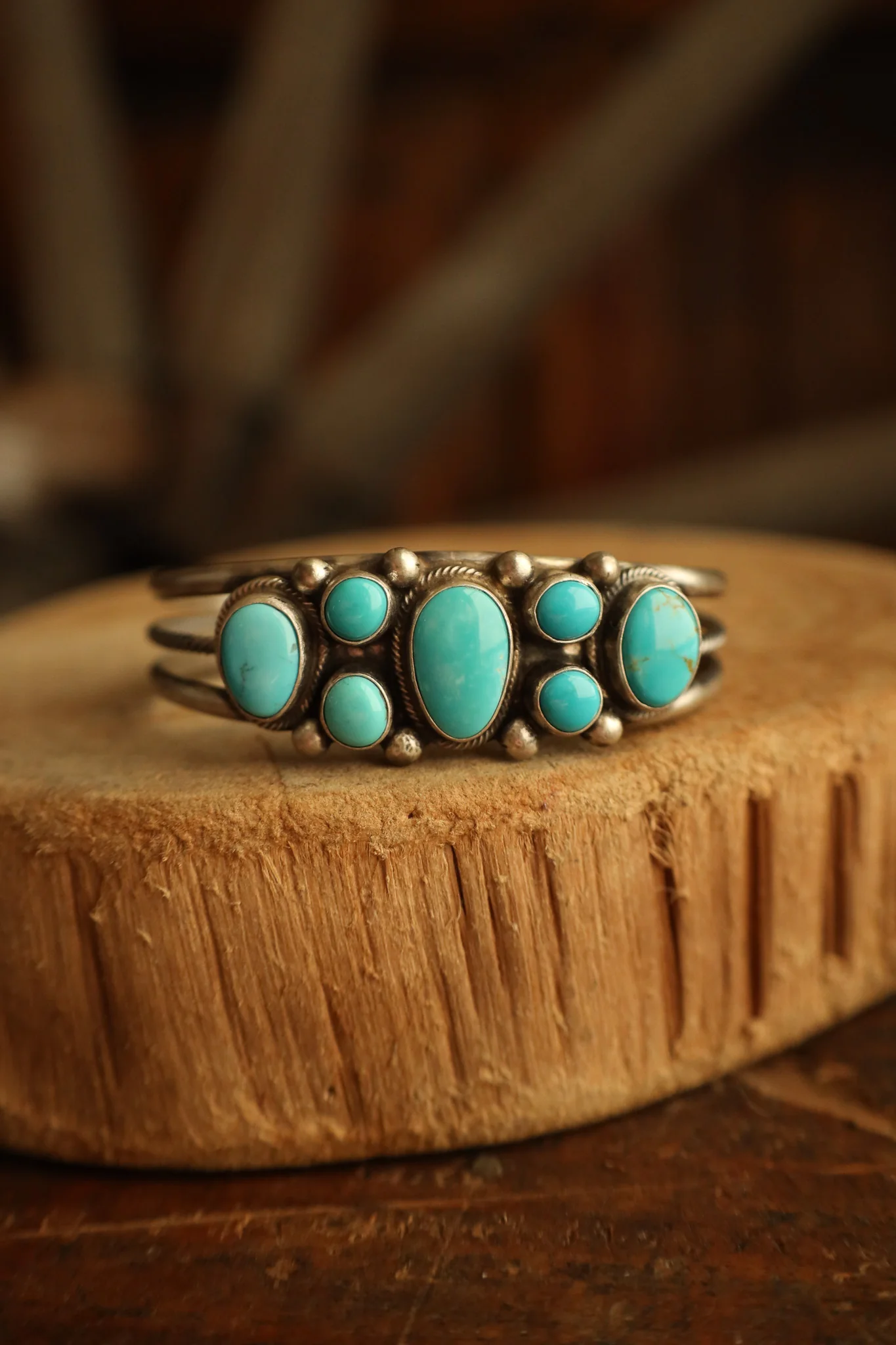7 Turquoise 8 Sterling Silver Dots Cuff - Image 4