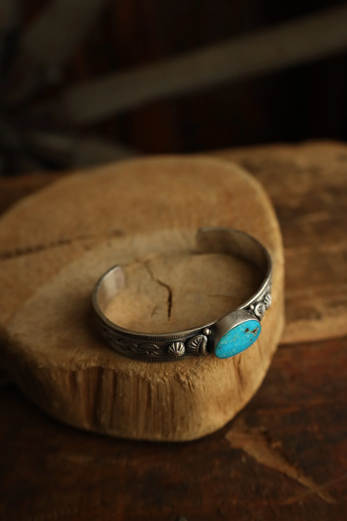 Blue Turquoise Fancy Band Cuff - Image 3