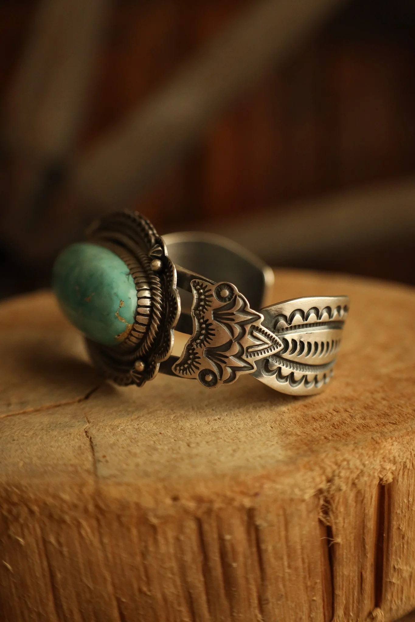 Large Turquoise Oval Ornate Cuff - Image 3