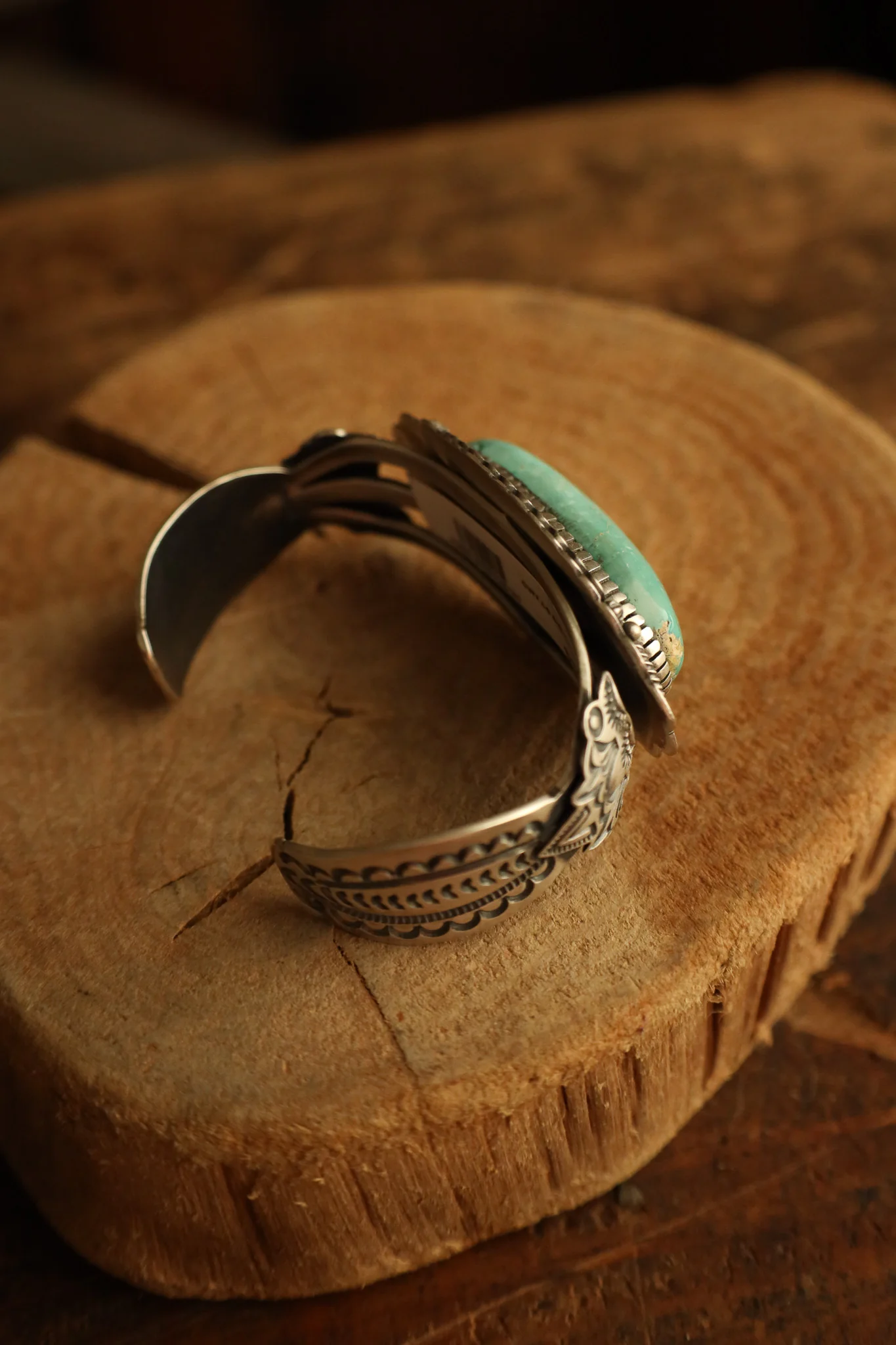 Large Turquoise Oval Ornate Cuff - Image 4