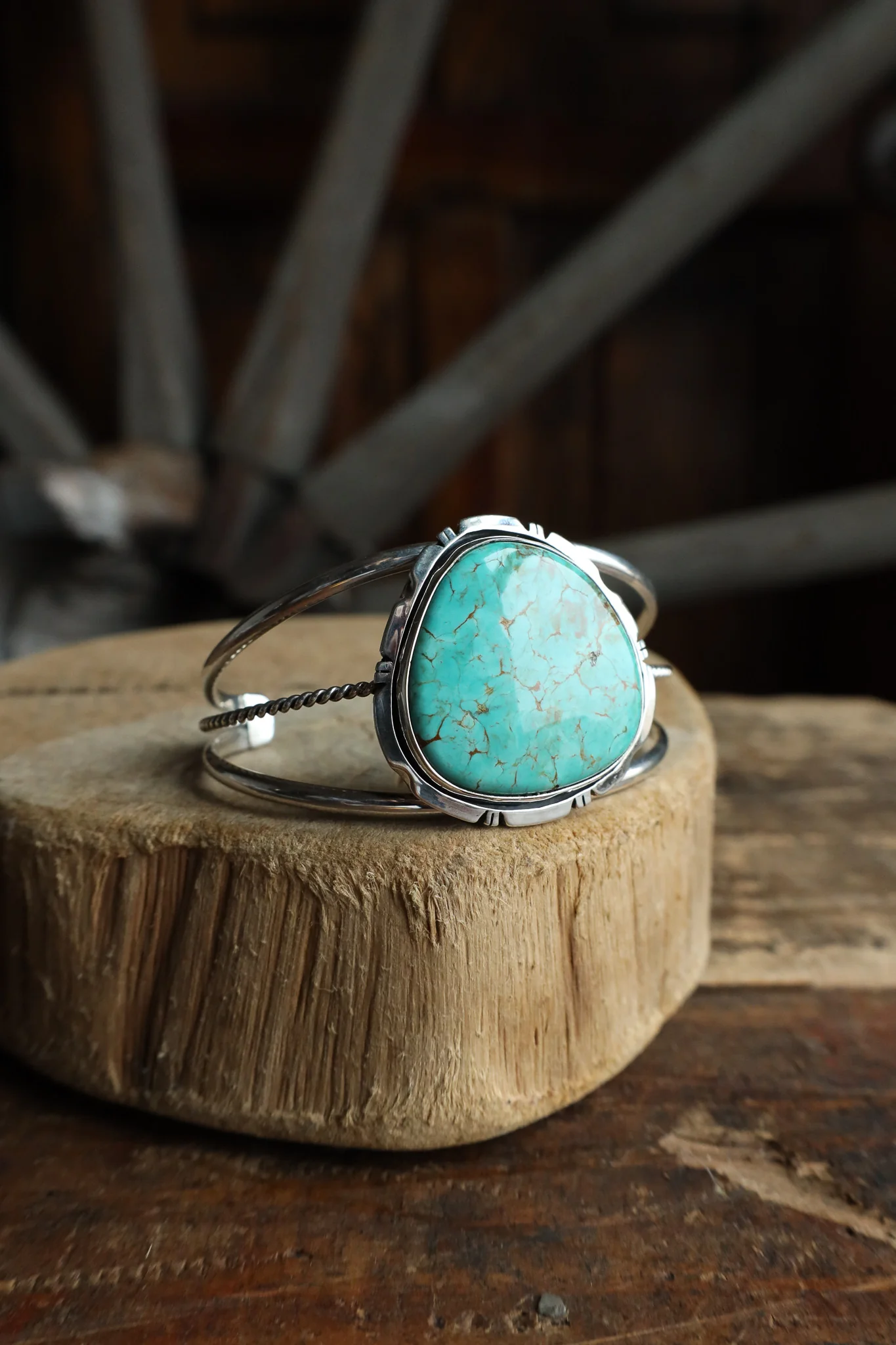 Large Tyrone Turquoise Open Band Cuff - Image 2