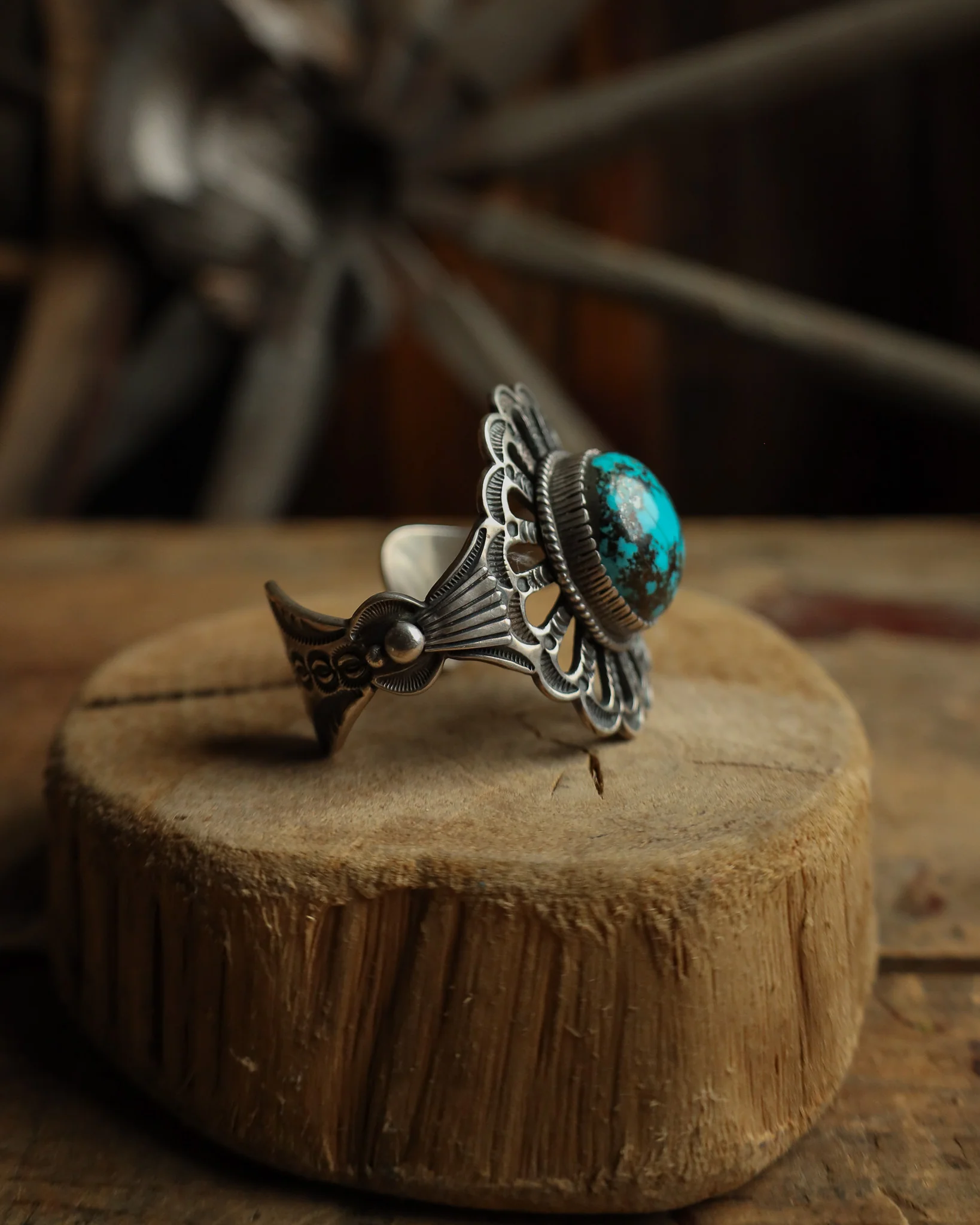 Persian Turquoise Orb Cutout Band Cuff - Image 2