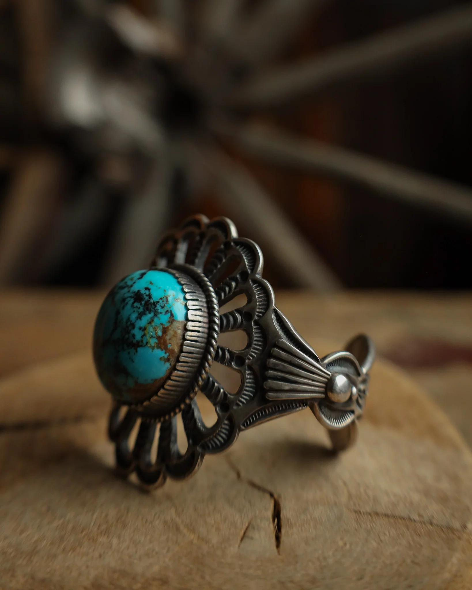Persian Turquoise Orb Cutout Band Cuff - Image 4