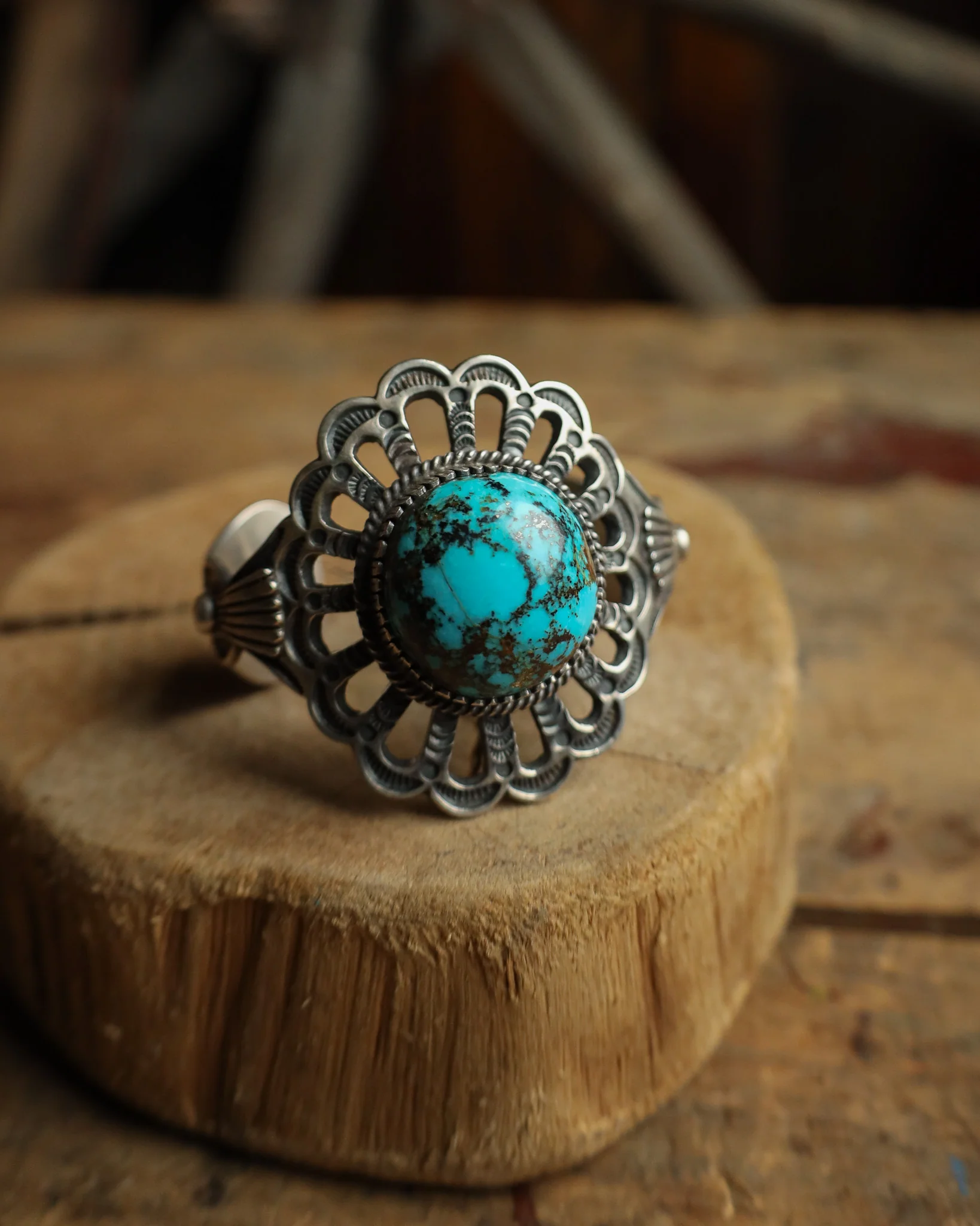 Persian Turquoise Orb Cutout Band Cuff - Image 5
