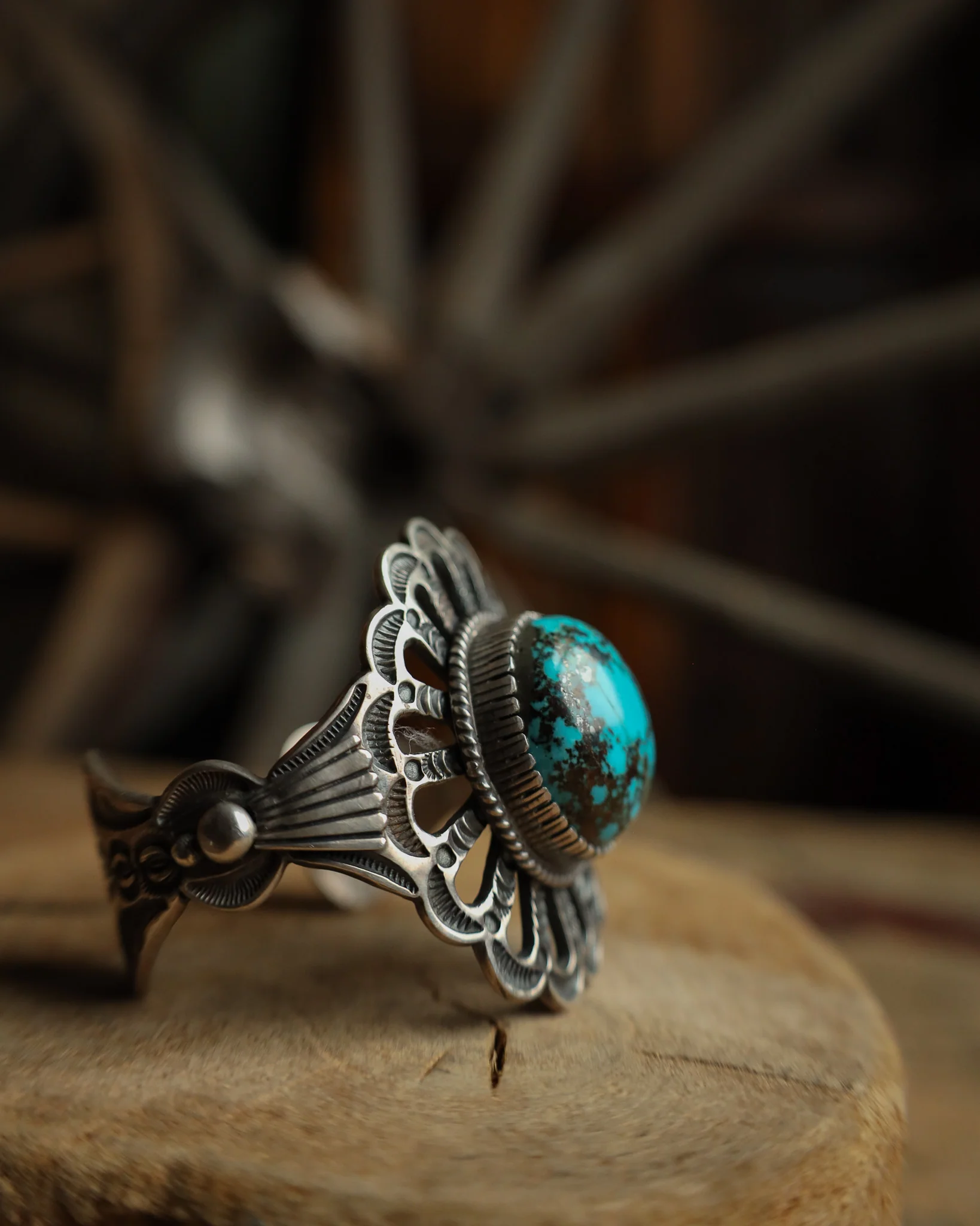 Persian Turquoise Orb Cutout Band Cuff - Image 6