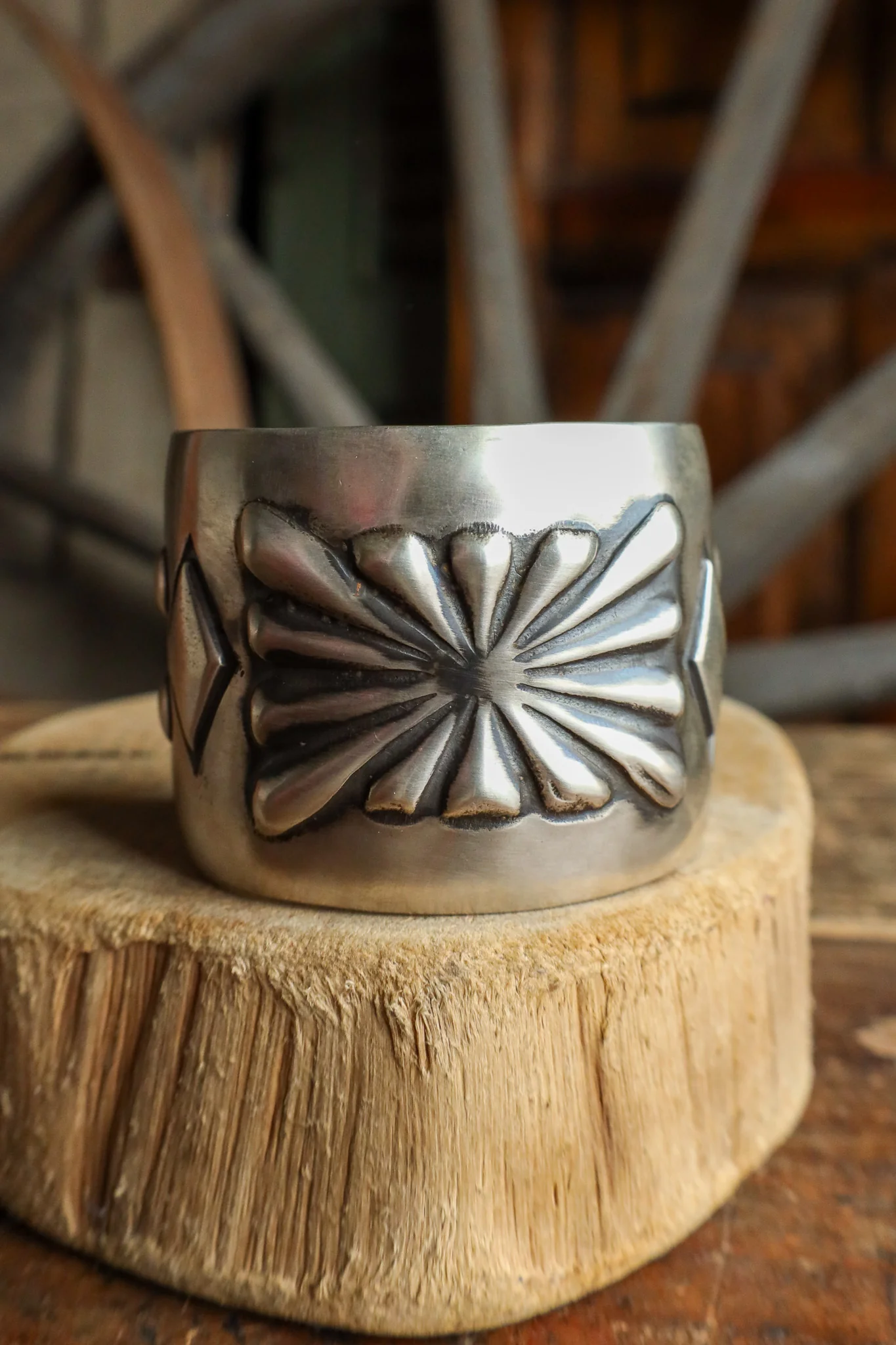 Sterling Silver 2" Central Concho Cuff - Image 6