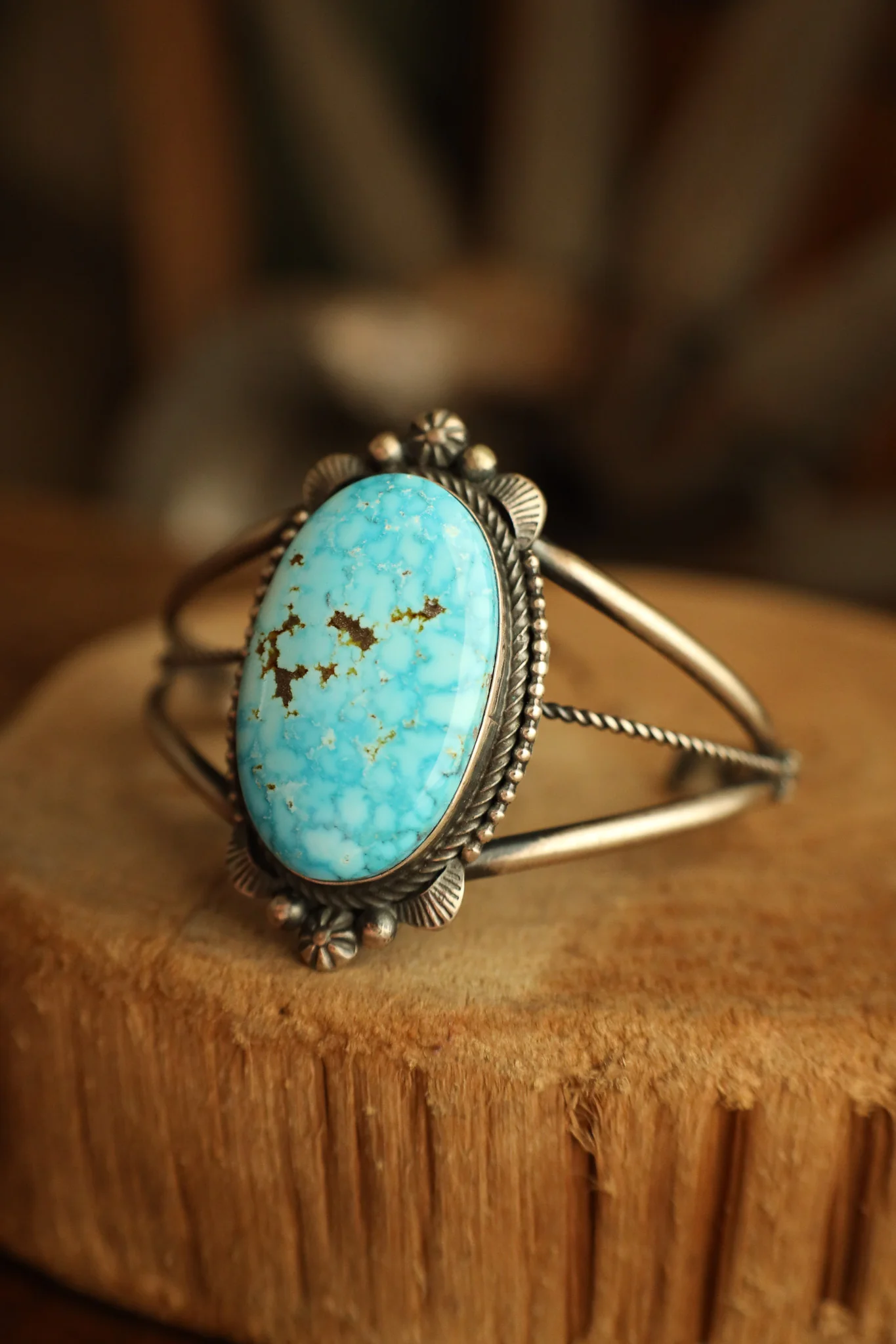 Turquoise Oval Open Rope Band Cuff - Image 3