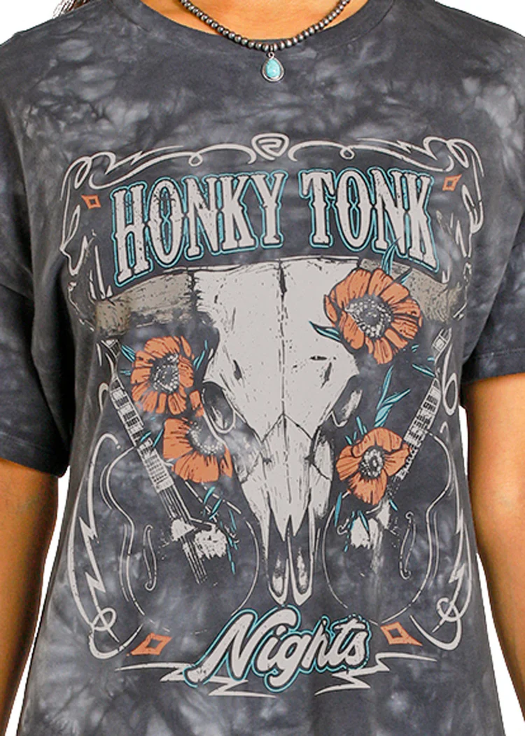 Rock & Roll Distressed Honky Tonk Graphic T-Shirt Dress - Image 2
