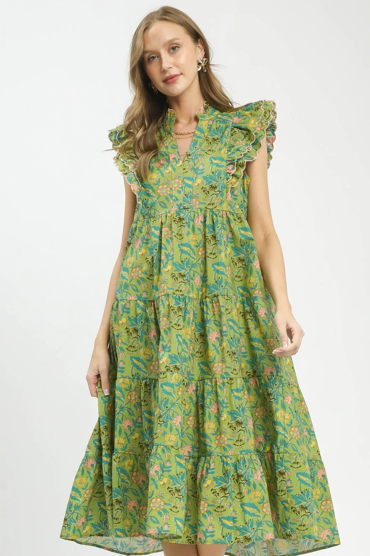 Umgee Floral Garden Print Tiered Maxi Dress - Image 4