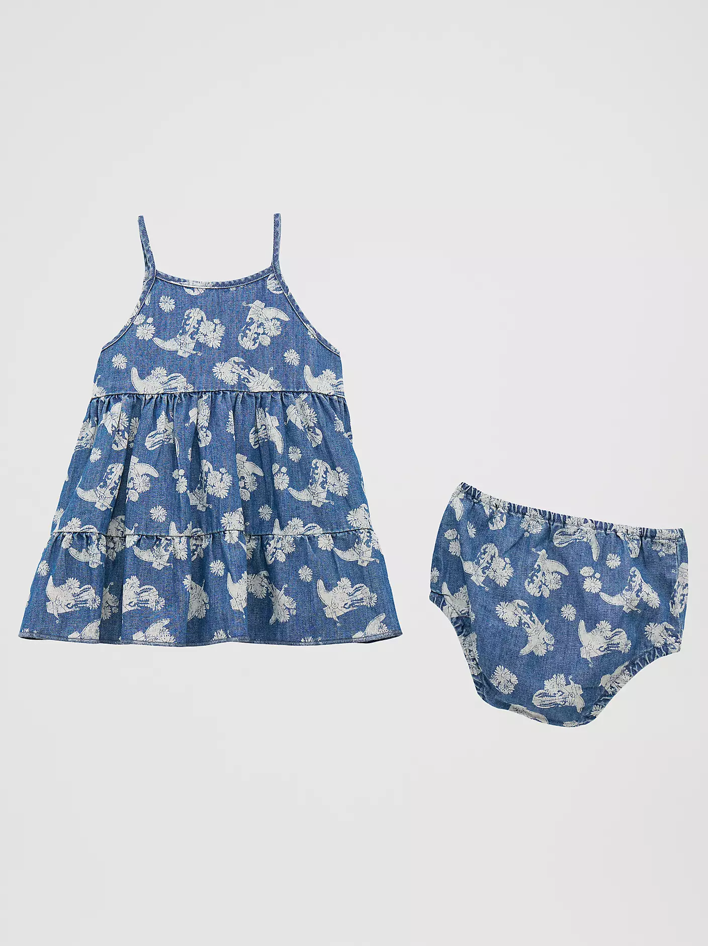 Wrangler Little Girl's Printed Denim Tiered Dress