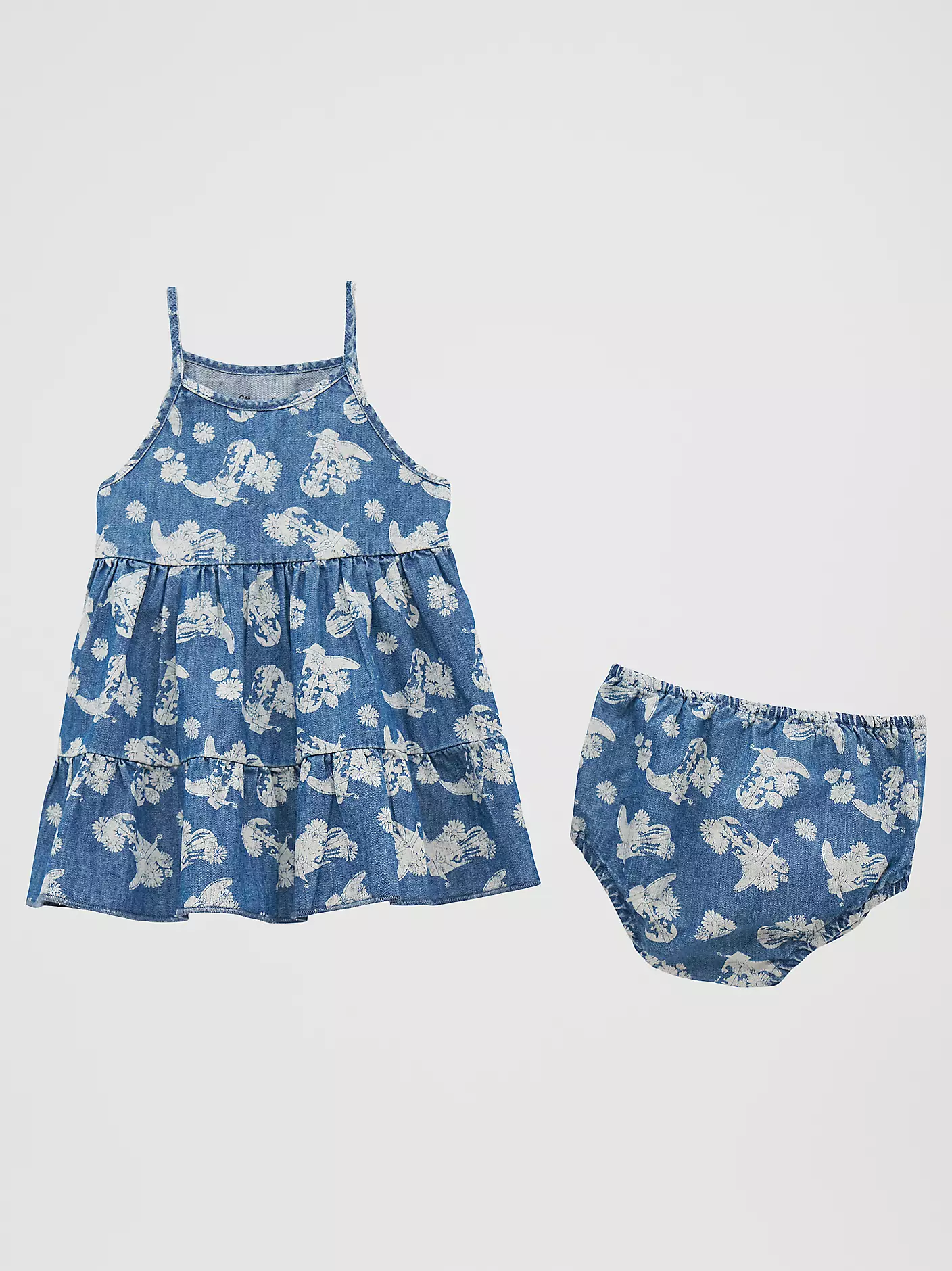 Wrangler Little Girl's Printed Denim Tiered Dress - Image 2