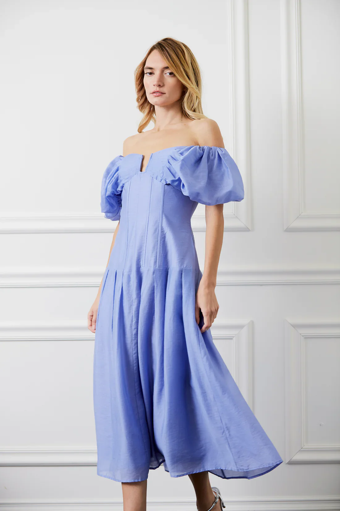Ciebon Lottie Puff Sleeve Off-Shoulder Midi Dress - Image 3