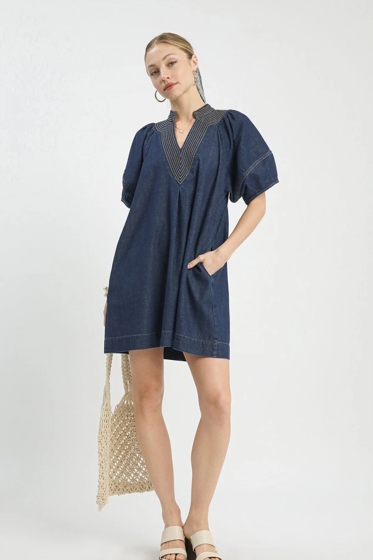 Umgee Denim Mini Dress - Image 4