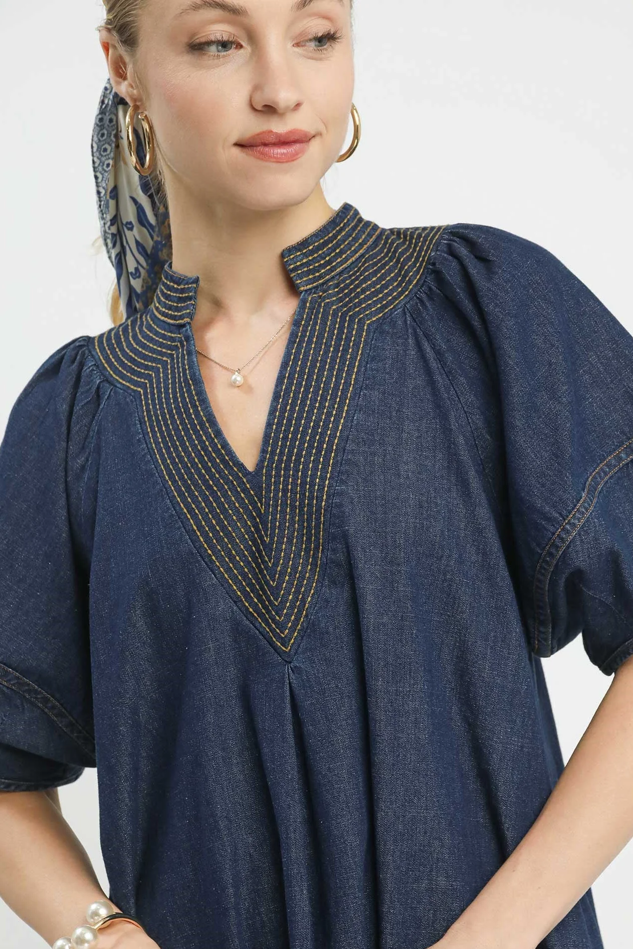 Umgee Denim Mini Dress - Image 5