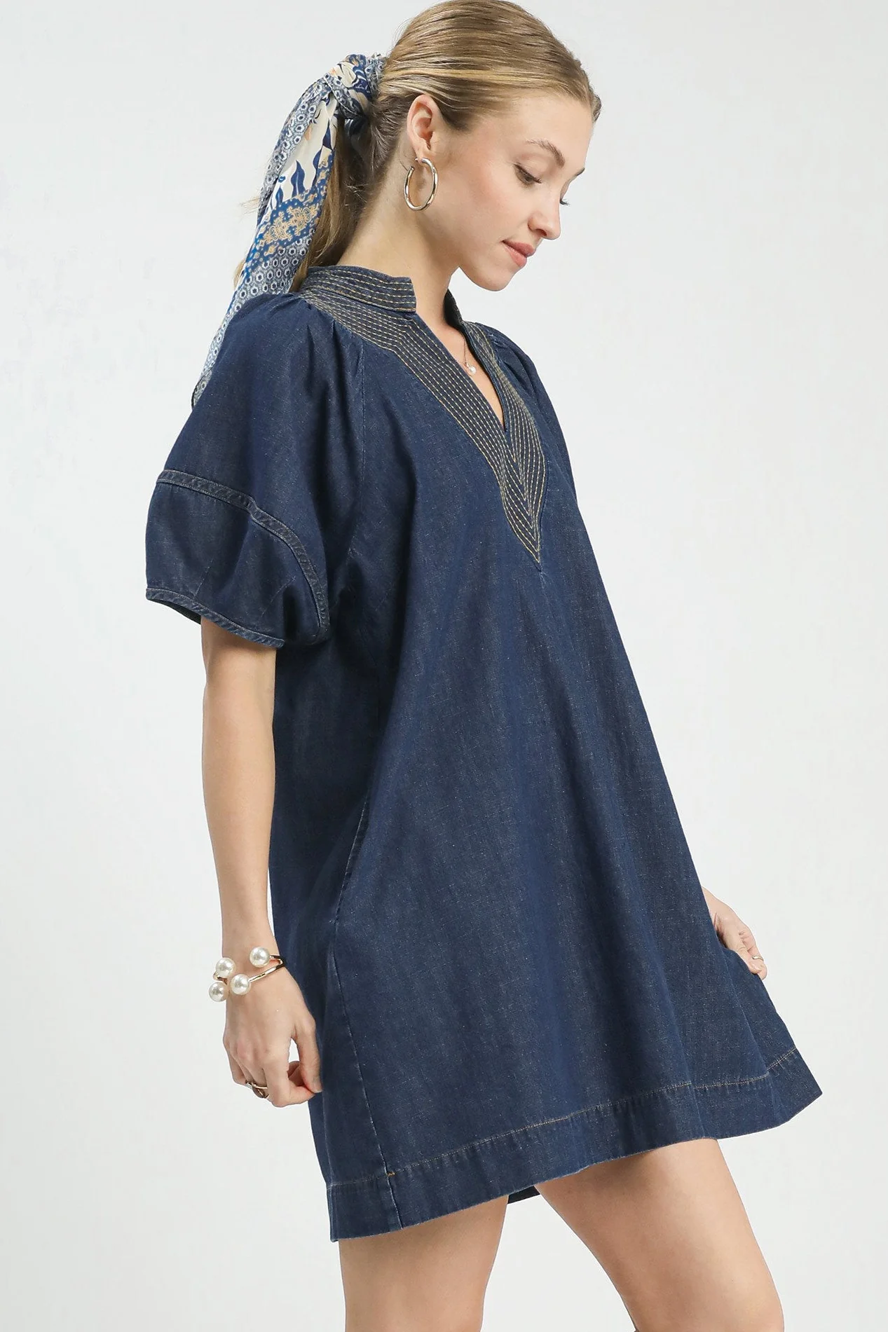 Umgee Denim Mini Dress - Image 6