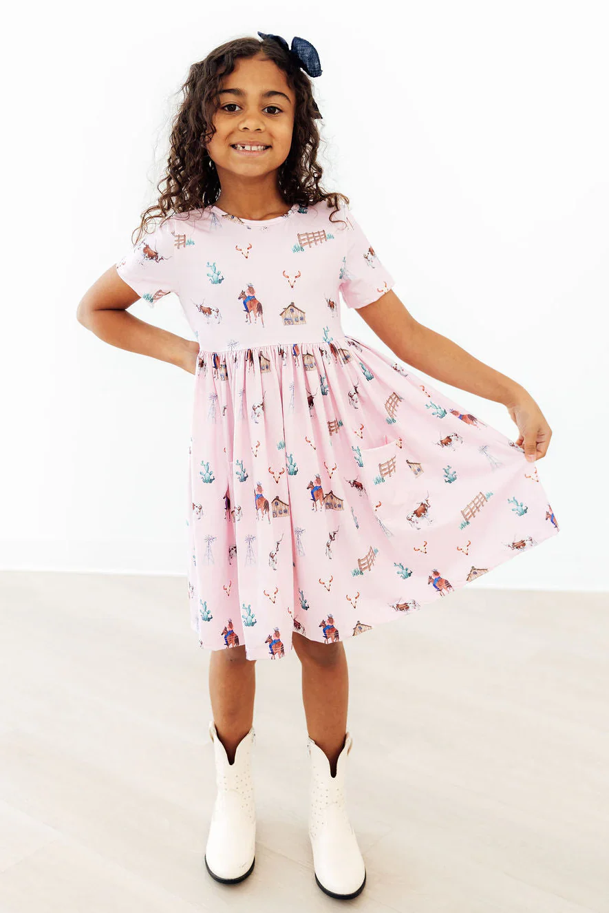 Mila & Pink Pink Ranch Hand S/S Pocket Twirl Dress