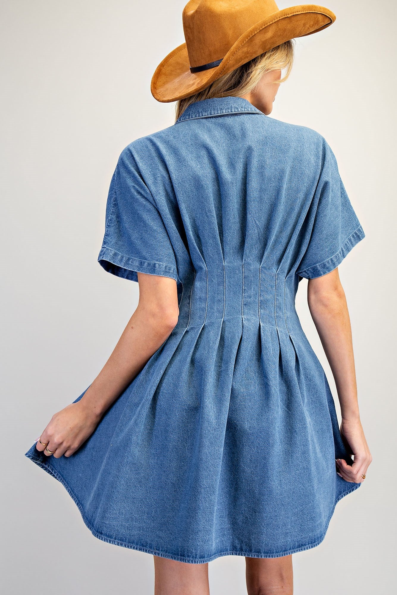 EESOME Pleated Mini Button Down Dress - Image 2