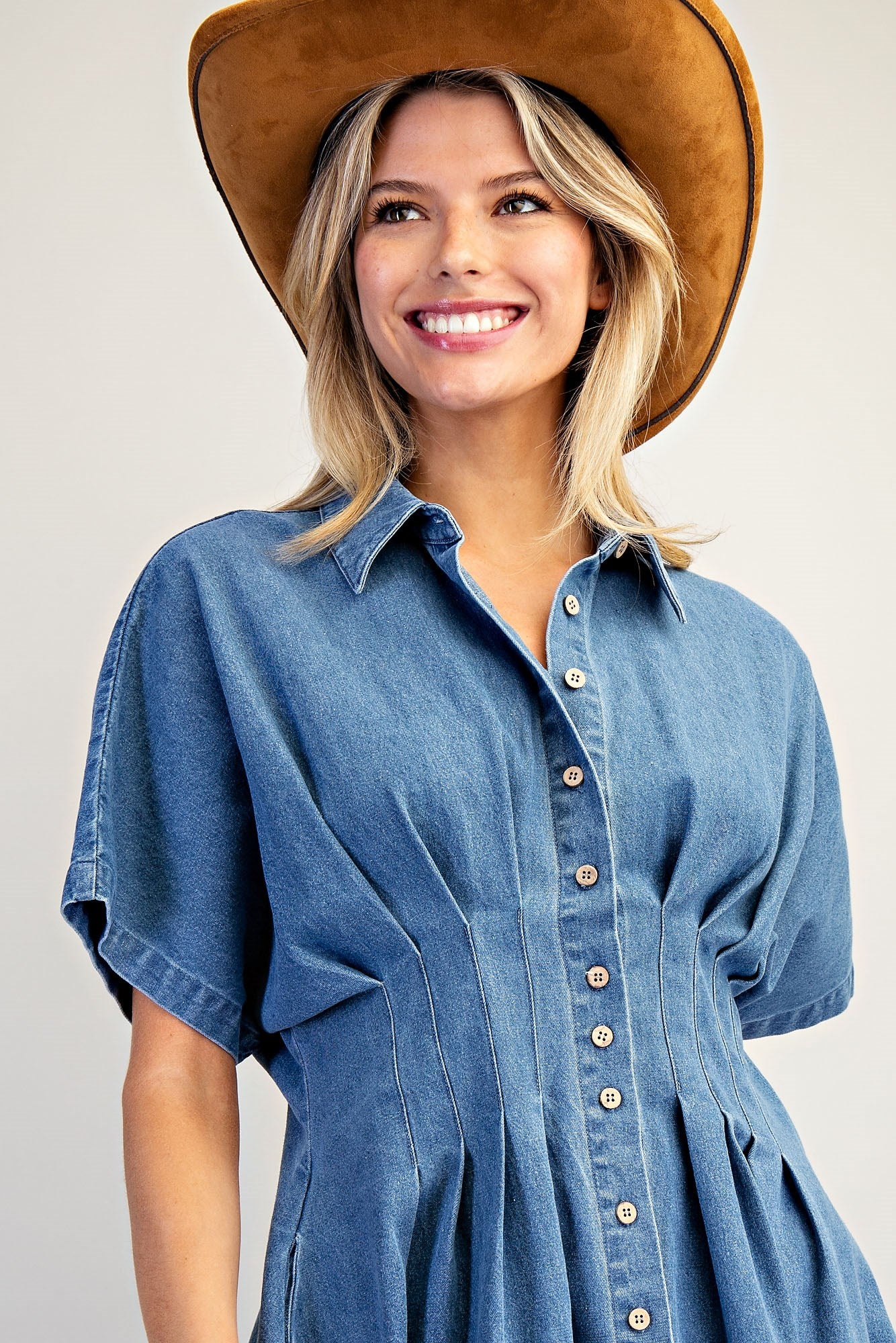 EESOME Pleated Mini Button Down Dress - Image 6