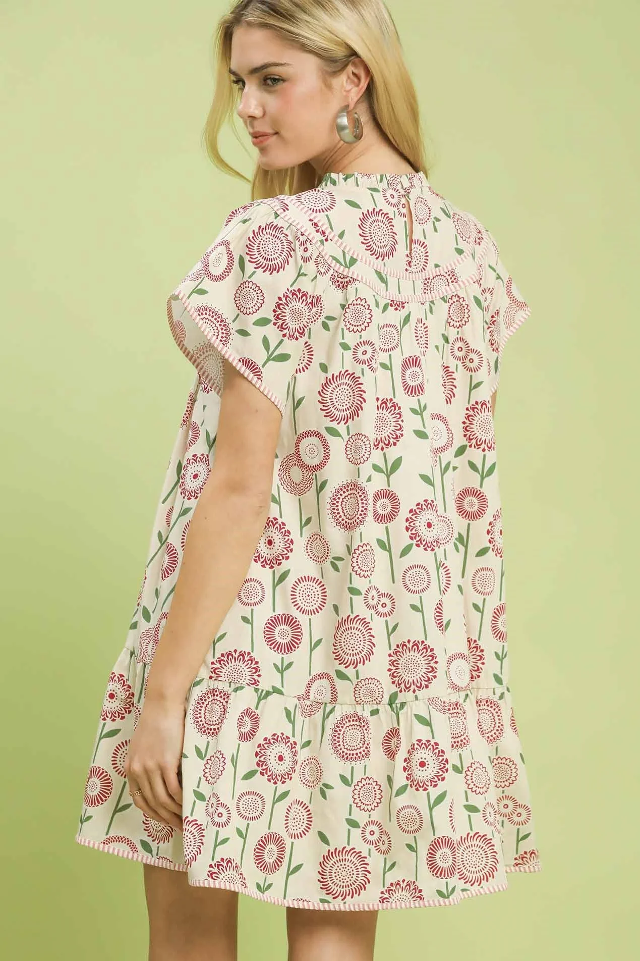 Umgee Floral Print Tiered Babydoll Dress - Image 5