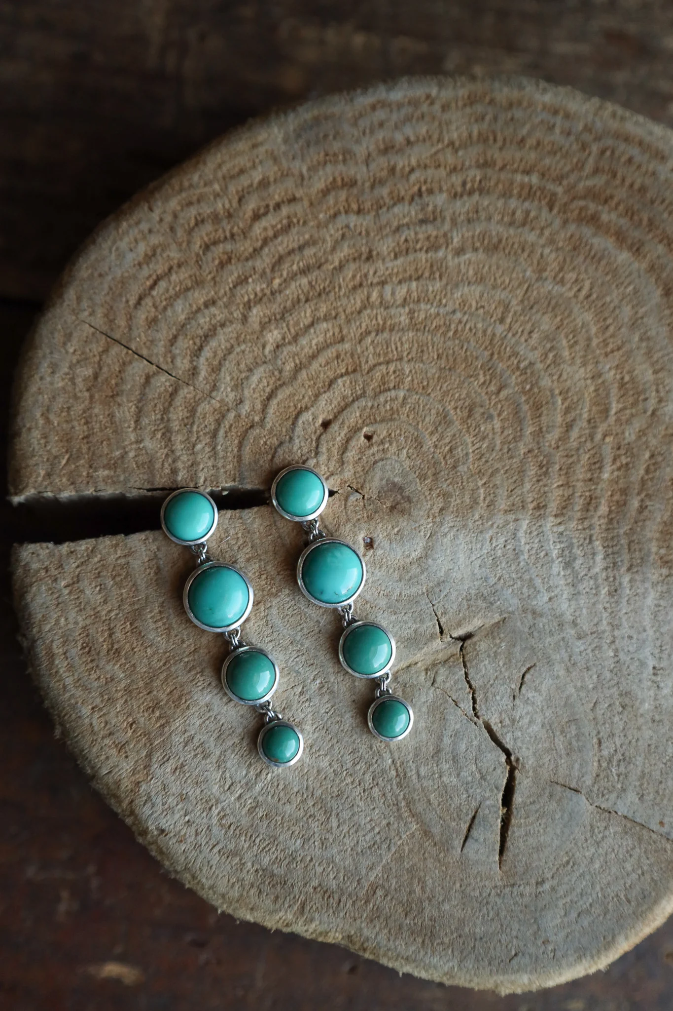 Peyote Bird 4 Green Turquoise Raindrop Dennis Hogan Earring
