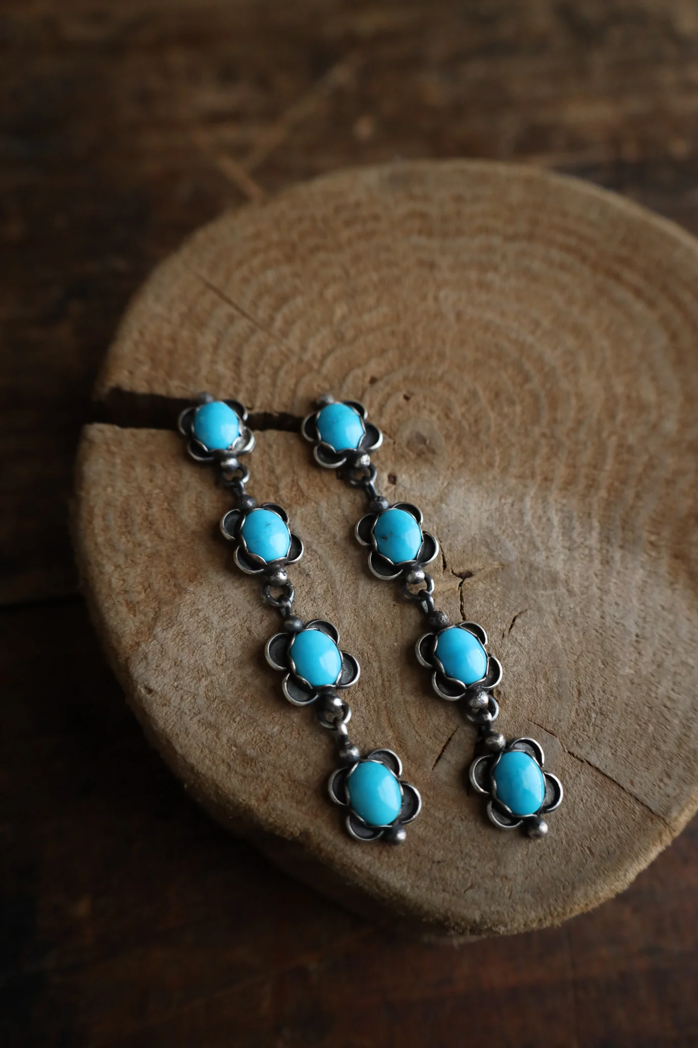 4 Turquoise Black Frames Drop Post Earrings - Image 2