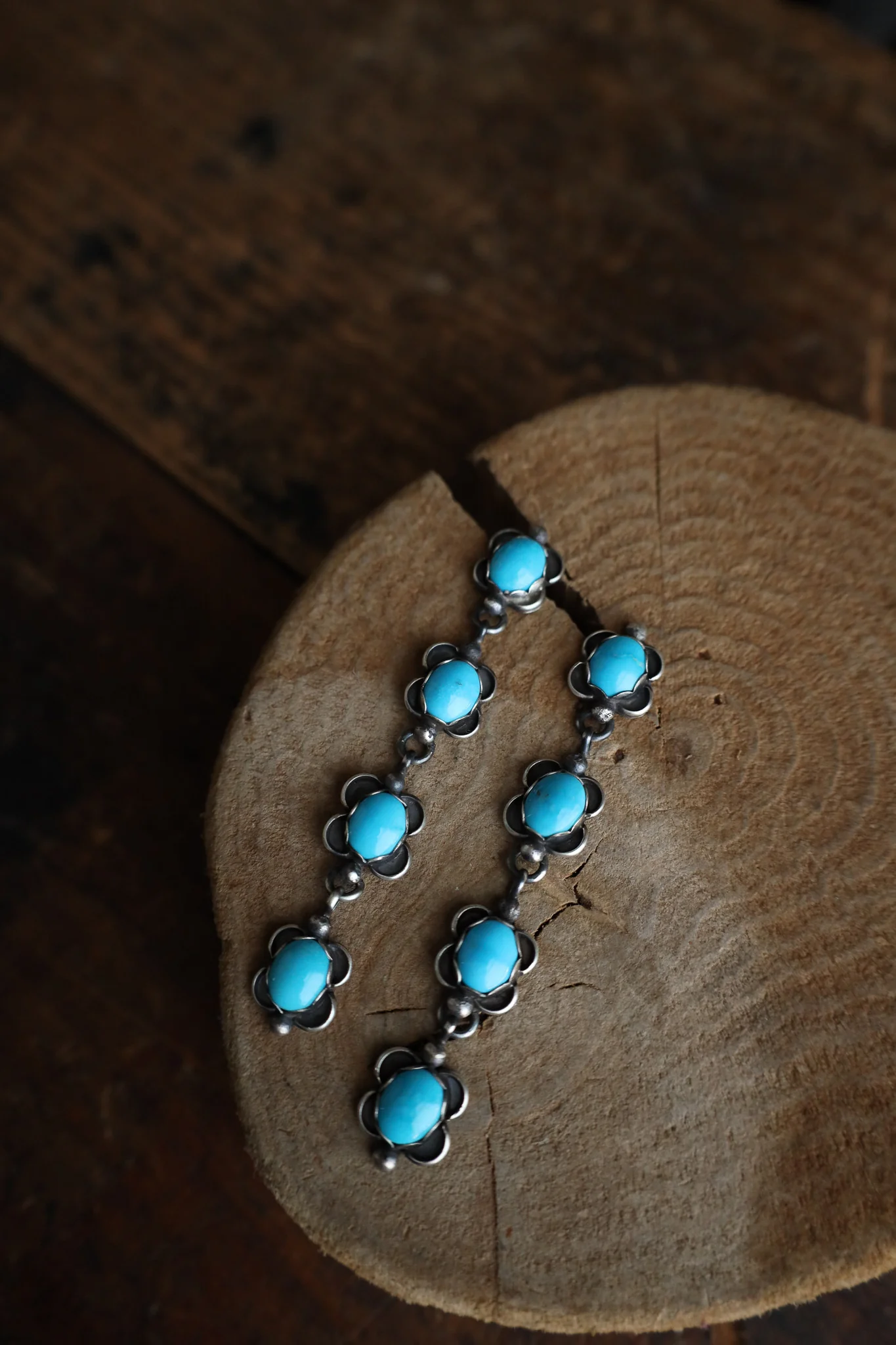 4 Turquoise Black Frames Drop Post Earrings - Image 3