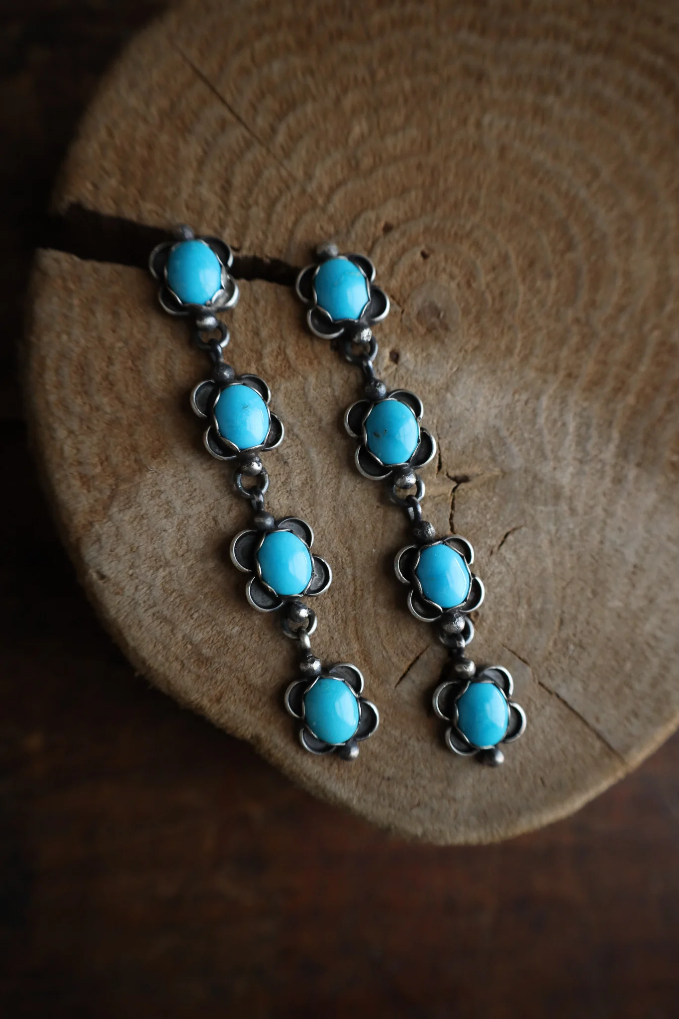 4 Turquoise Black Frames Drop Post Earrings - Image 4