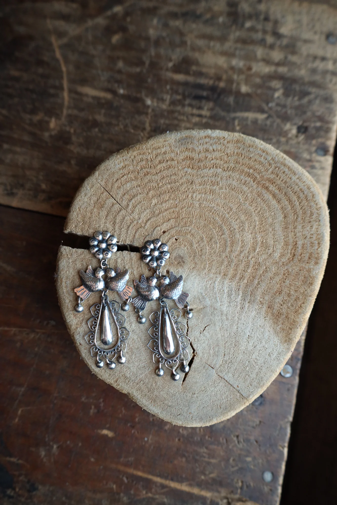 Federico Birds Sterling Silver Teardrop Filigree Earring - Image 5