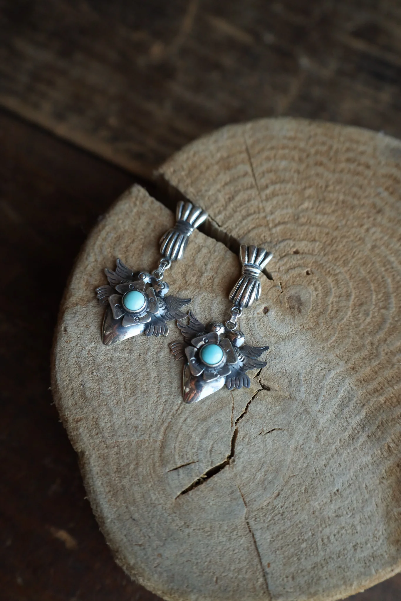 Federico Hand Birds Turquoise Flower Post Earring - Image 4
