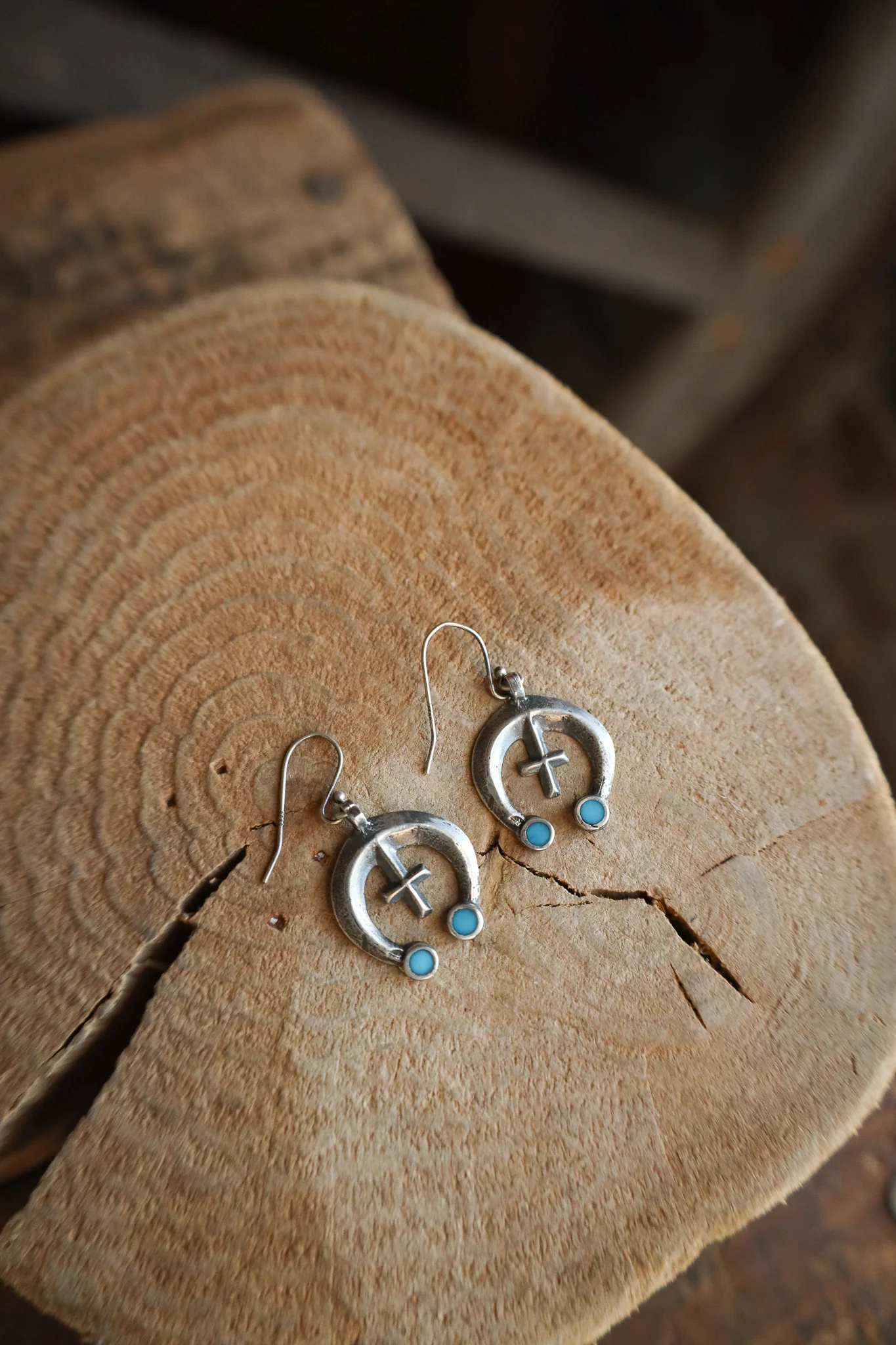 Peyote Bird Naja 2 Turquoise Dots Revival Earring - Image 2