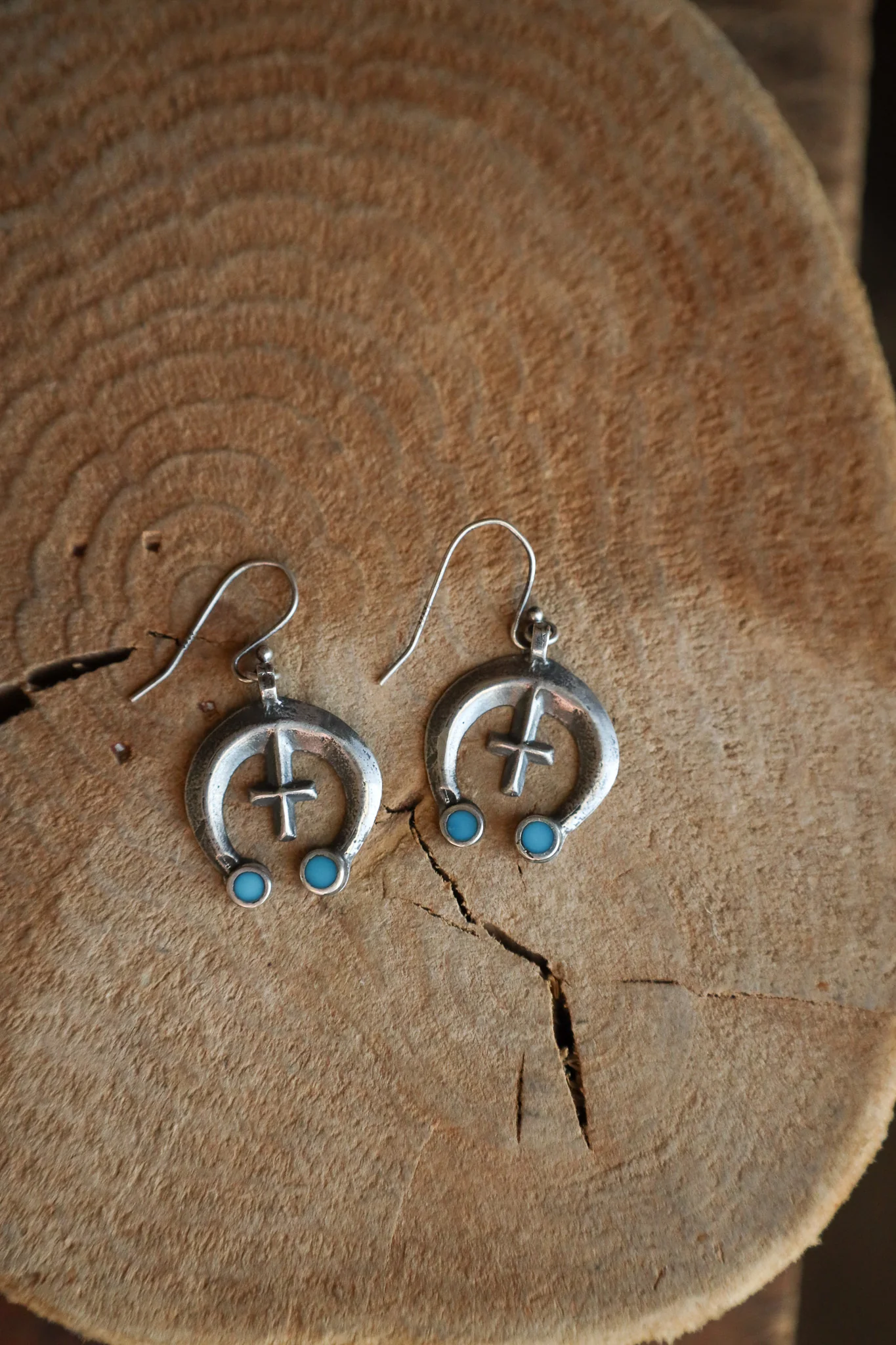 Peyote Bird Naja 2 Turquoise Dots Revival Earring - Image 3