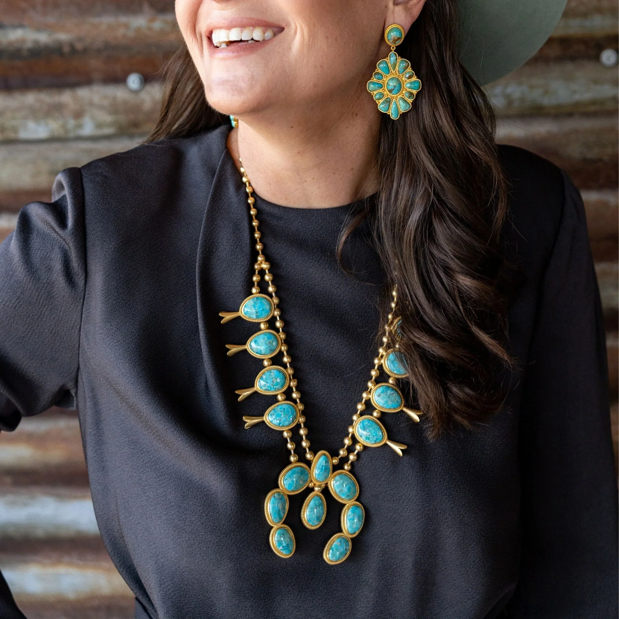 Christina Greene Prairie Blossom Turquoise Statement Earrings - Image 3