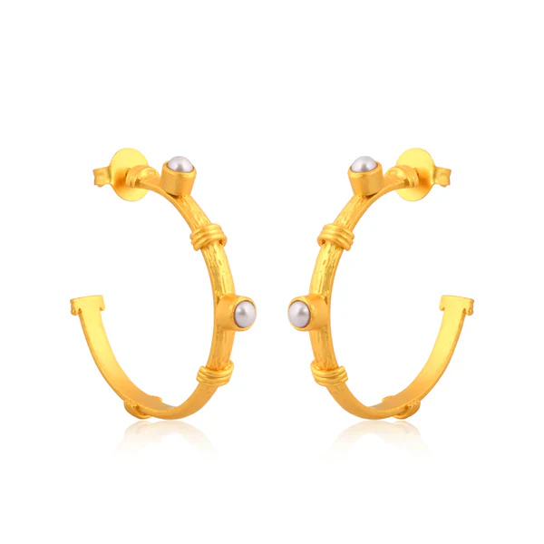 CHRISTINA GREENE SPARKLING SHORE HOOP EARRINGS - PEARL - Image 3