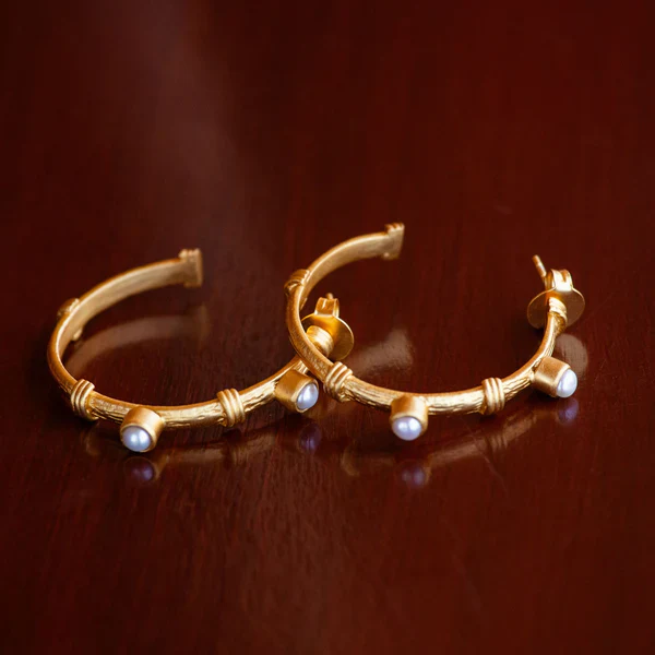 CHRISTINA GREENE SPARKLING SHORE HOOP EARRINGS - PEARL - Image 5