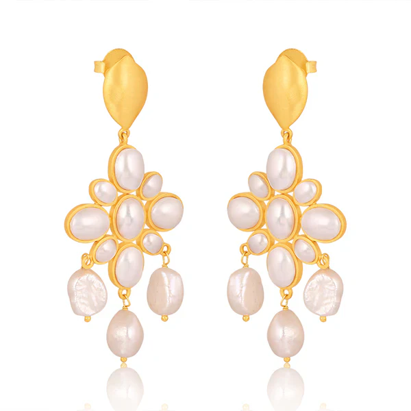 CHRISTINA GREENE SWEPT AWAY DROP EARRINGS - PEARL - Image 3