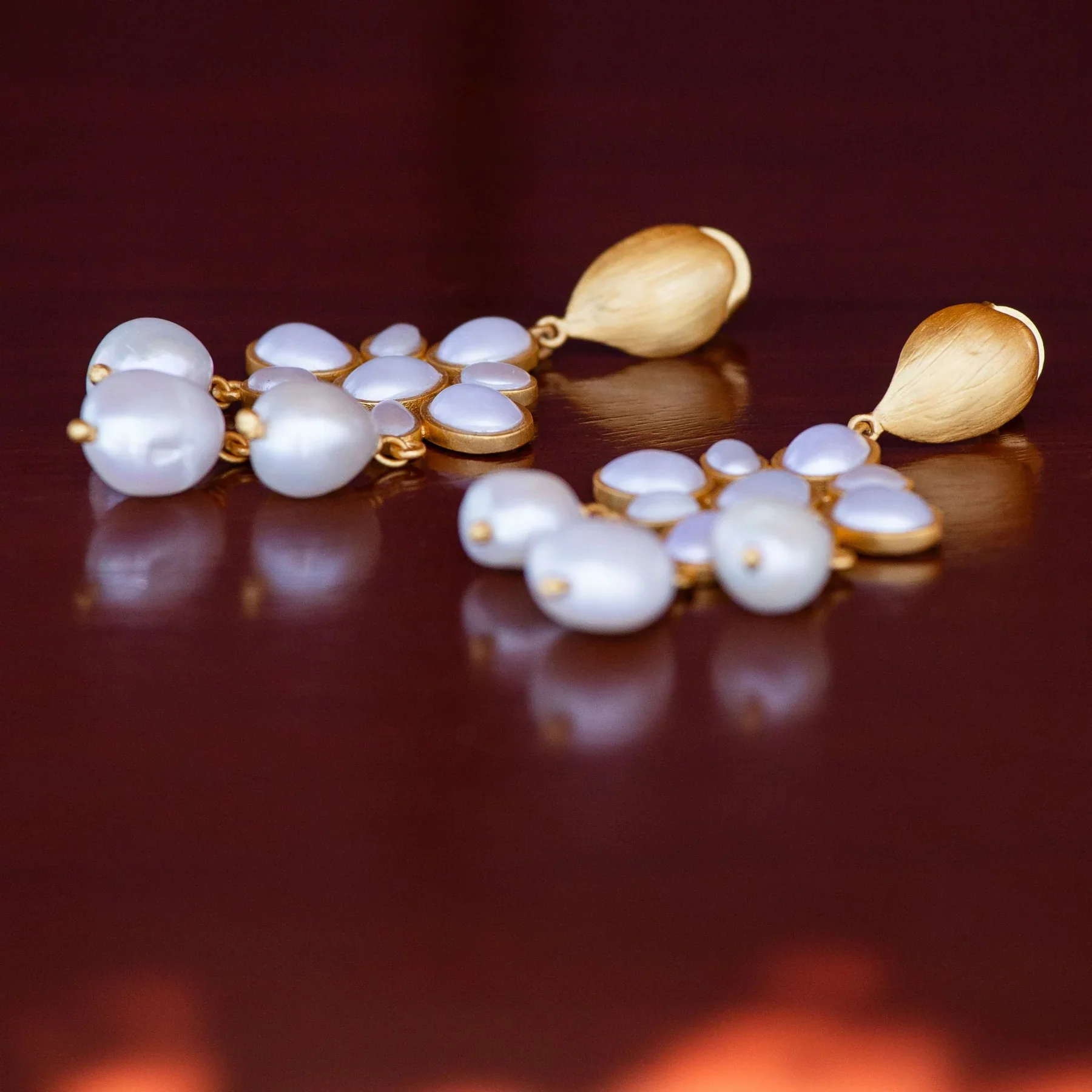 CHRISTINA GREENE SWEPT AWAY DROP EARRINGS - PEARL - Image 5