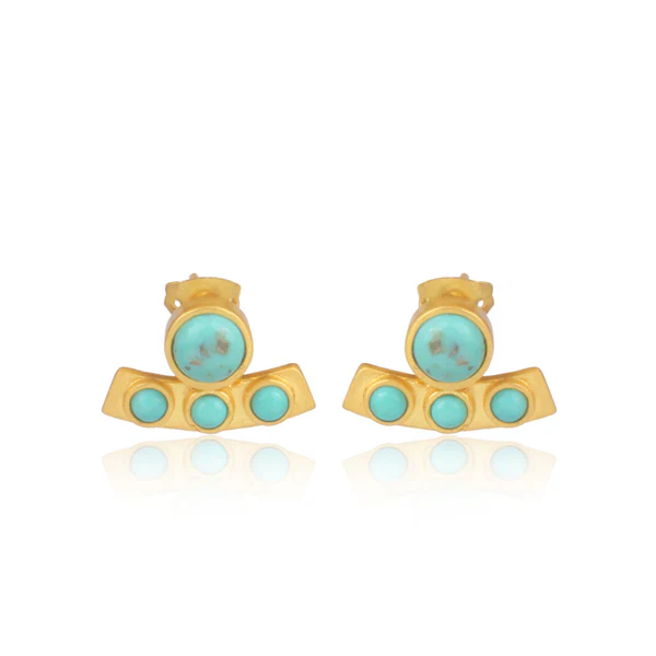 Christina Greene Turquoise Curved Bar Stud Earrings