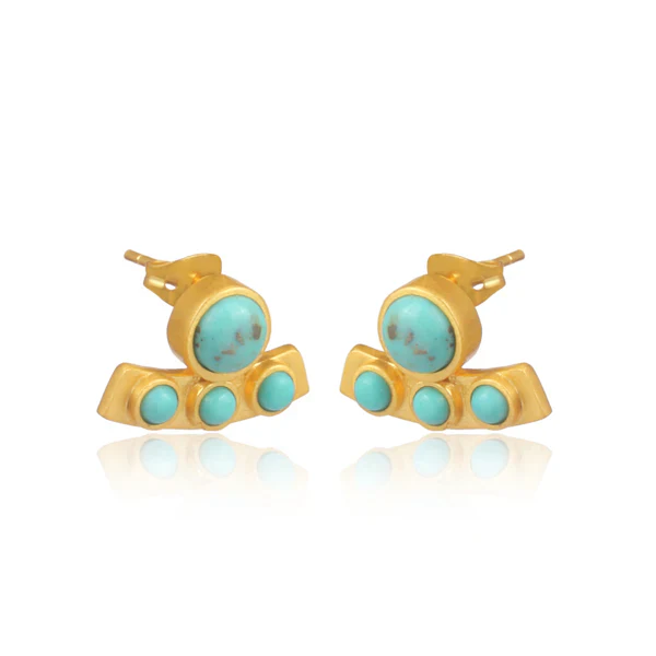 Christina Greene Turquoise Curved Bar Stud Earrings - Image 2