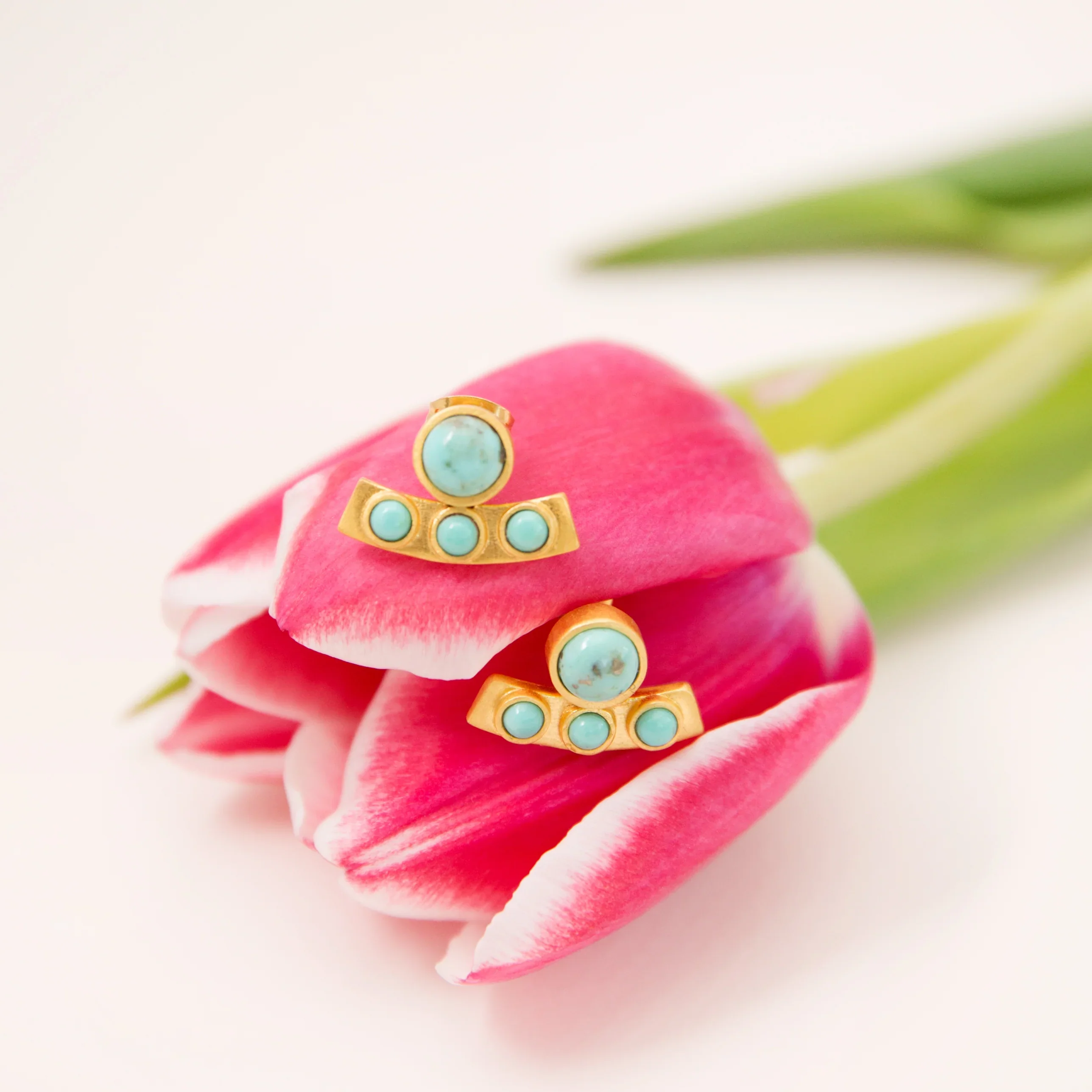 Christina Greene Turquoise Curved Bar Stud Earrings - Image 3