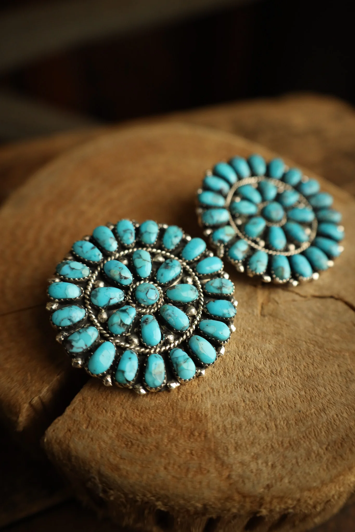 Extra Large Circle Turquoise Ovals Post Earring - Image 3
