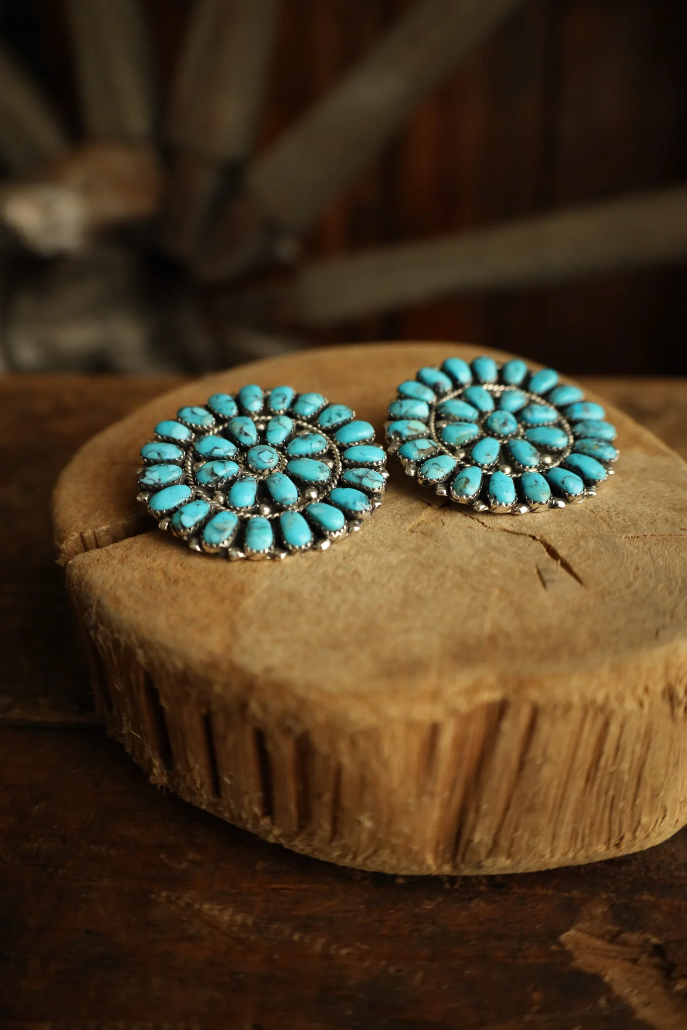 Extra Large Circle Turquoise Ovals Post Earring - Image 5