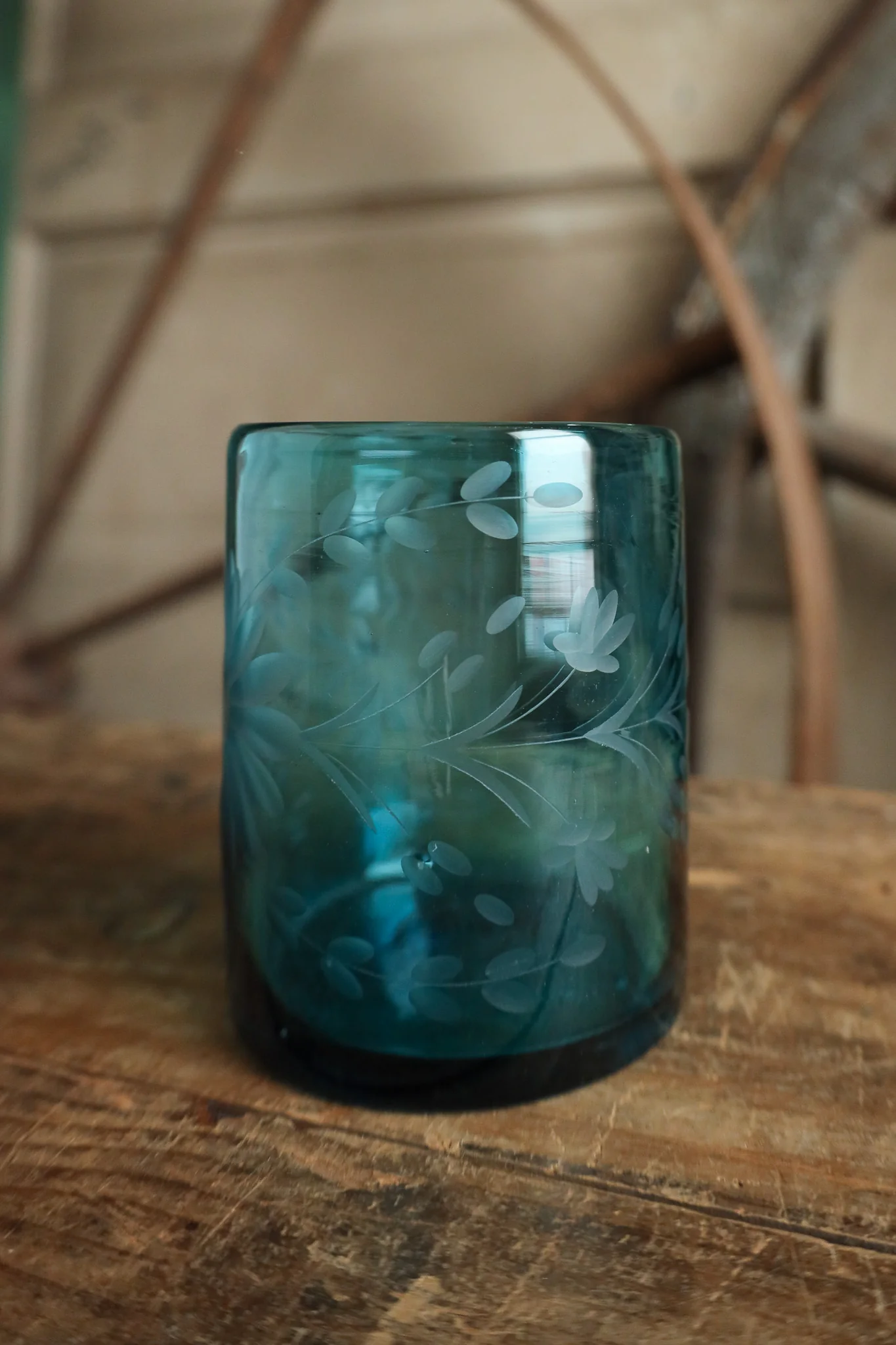 Rose Ann Hall Condessa Old Fashion Glass- Aqua - Image 3