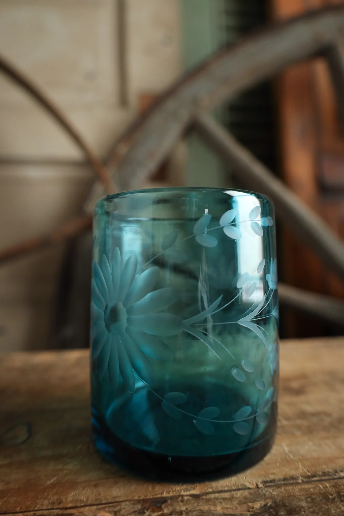 Rose Ann Hall Condessa Old Fashion Glass- Aqua - Image 4