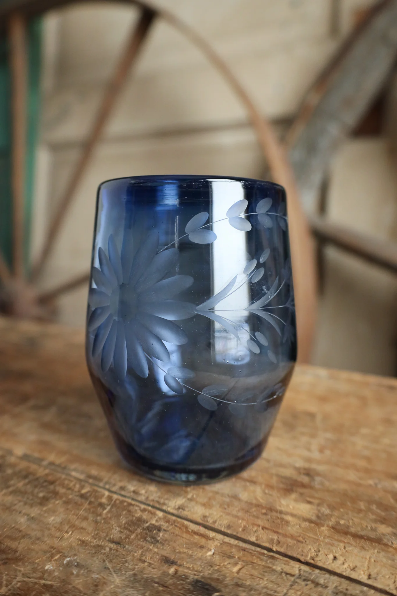 Rose Ann Hall Condessa Stemless Wine Glass- Dark Blue - Image 3