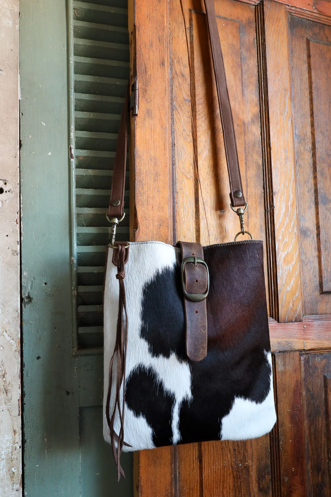 Two Bar West Kansas Brown and White Cowhide Handbag